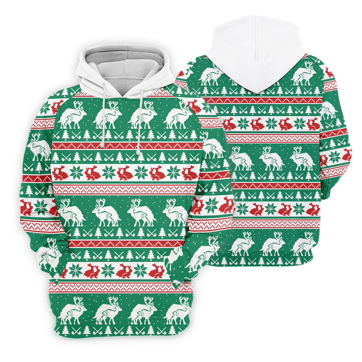 Christmas Festive Reindeer Snowflakes Christmas Golf Shirt, Golf Gift For Men, Golf Shirts For Men