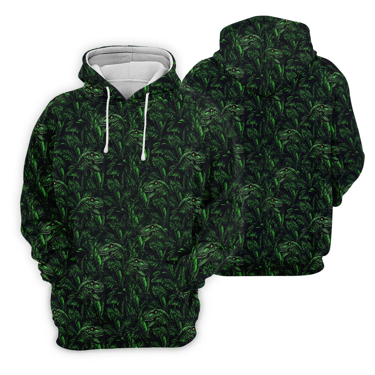 Dinosaurs In The Forest Deep Forest Green Hawaiian Golf Shirt, Polo Shirtor Men