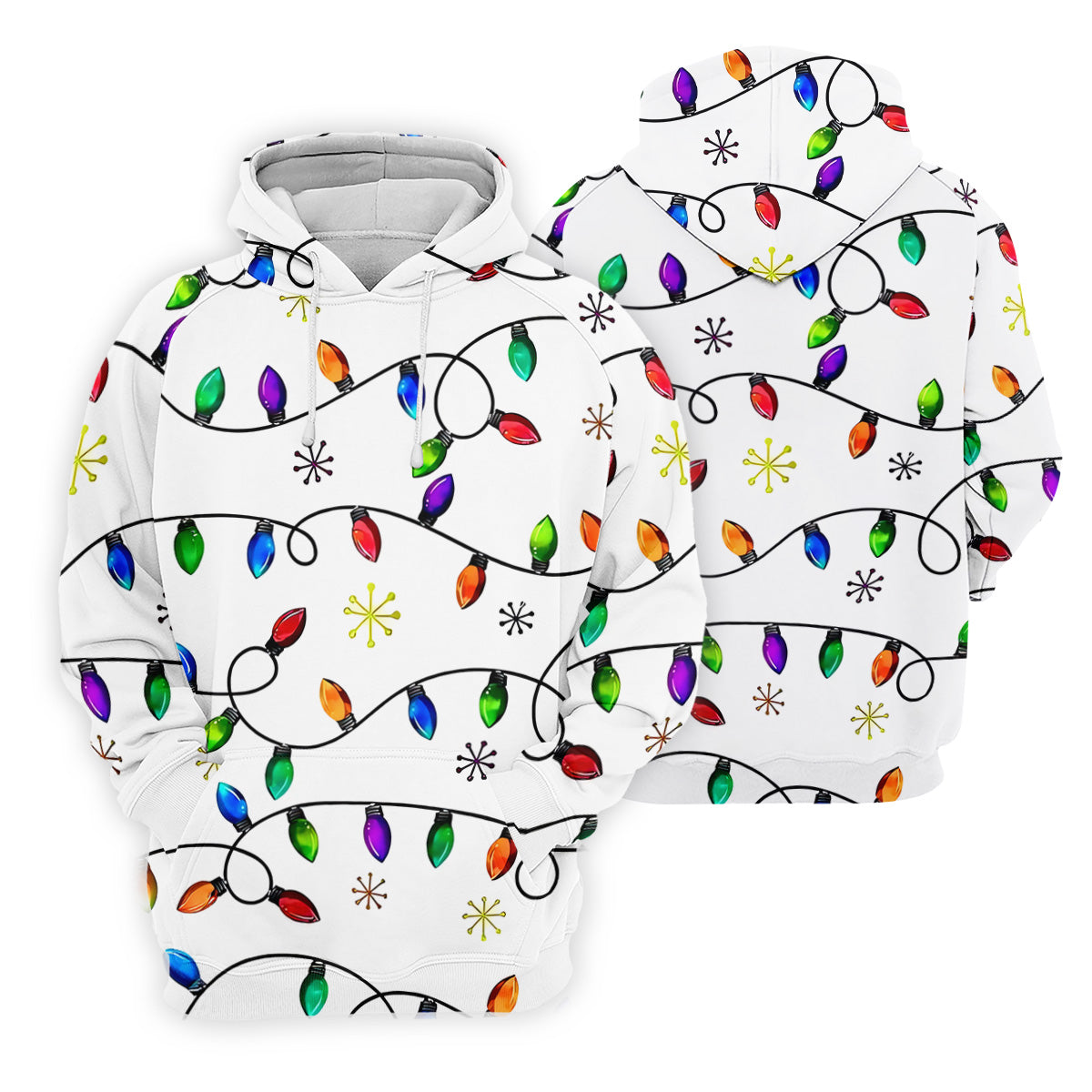 Christmas Light Print Fun Men's Golf Polos, Christmas Golf Shirt, Unique Gift For Golfer, Polo ShirtFor Men