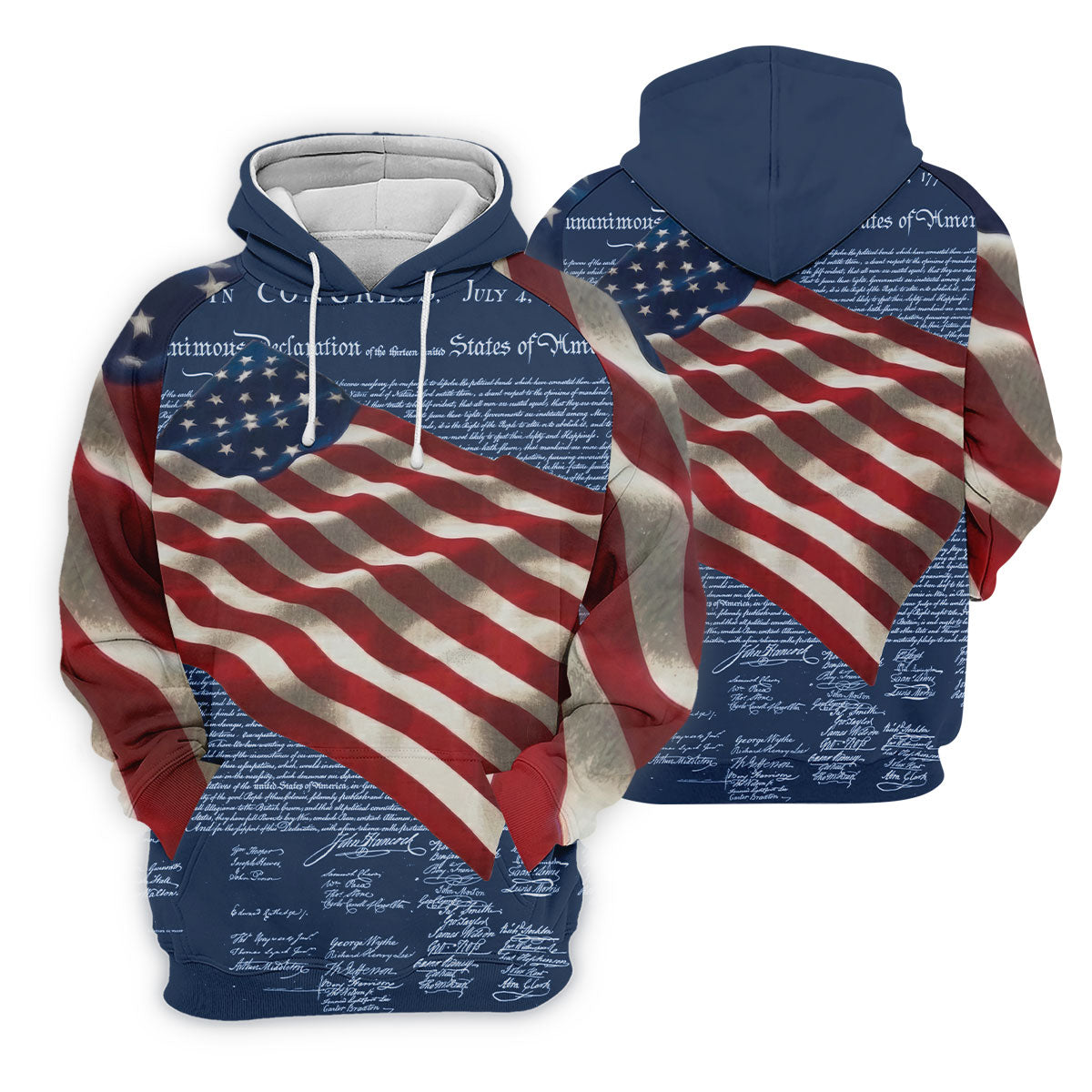 Patriotic American Flag Declaration Of Independence 4th Of July Navy Golf Shirt, 250th Anniversary Ladies Golf Shirts