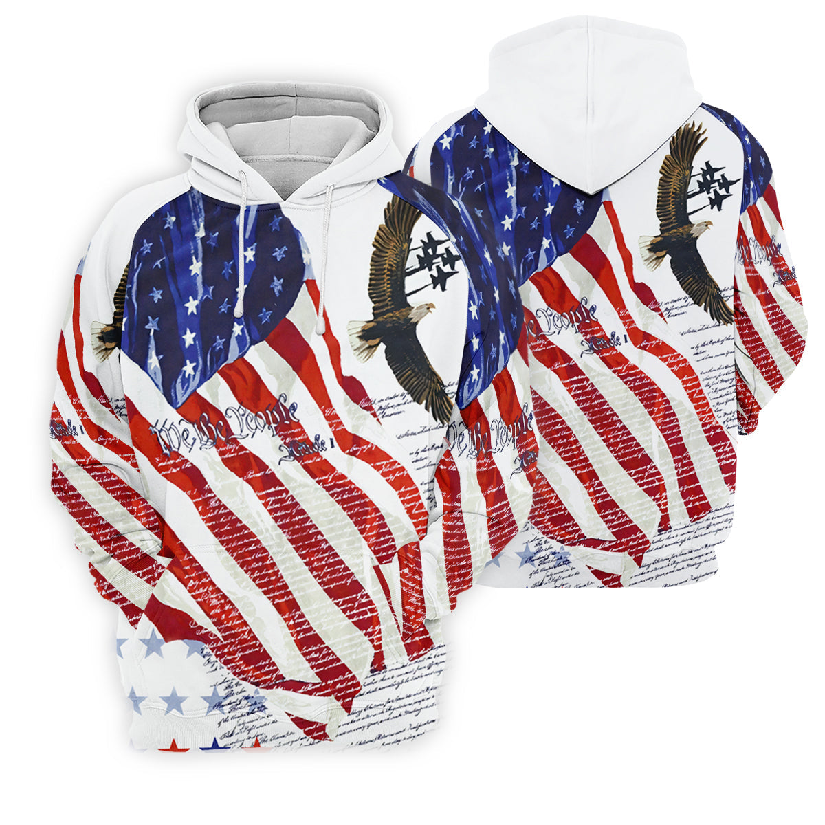 We The People Bald Eagle American Flag Golf Tops For Men, 250th Anniversary Patriotic Golf Shirt