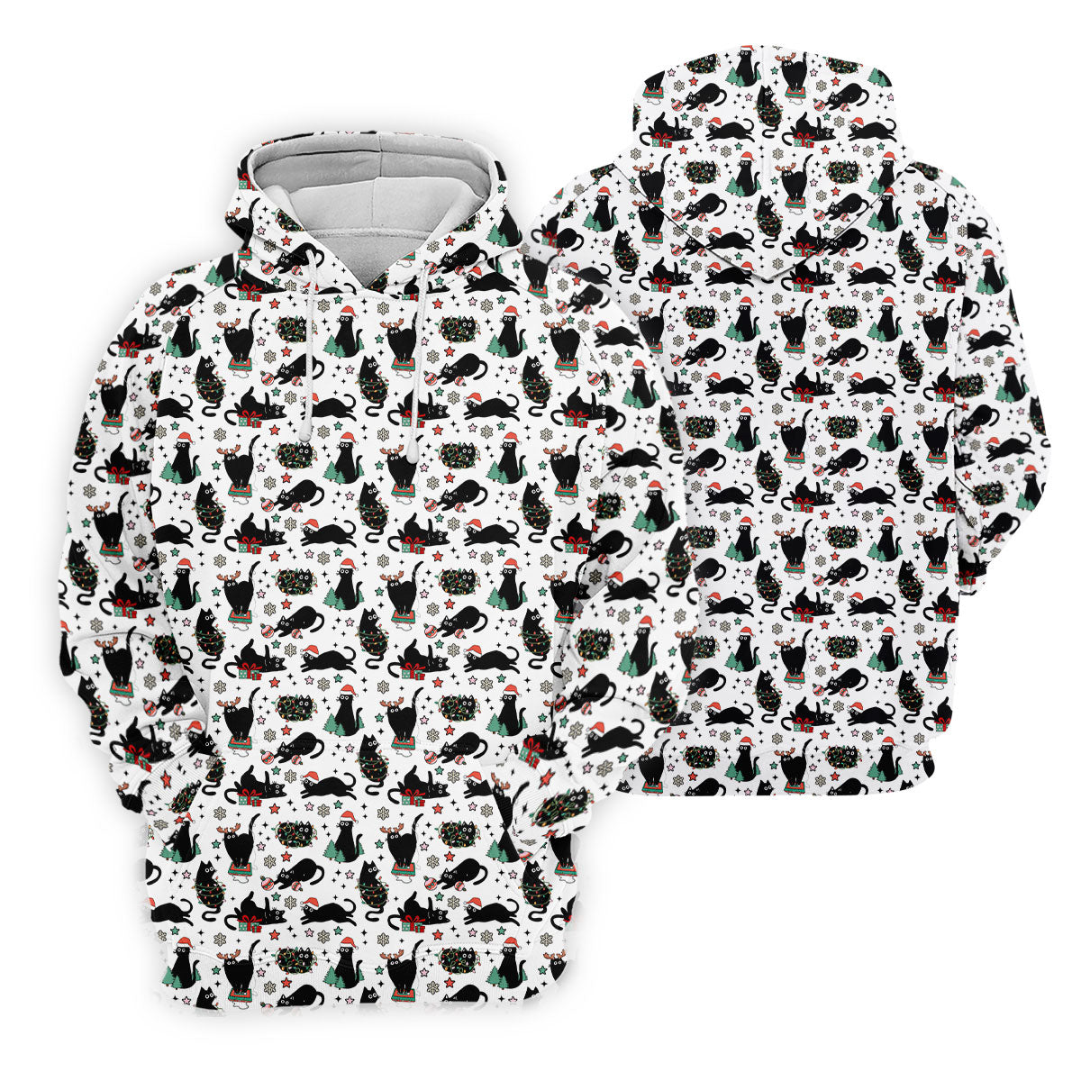 Xmas Black Cat Women's Golf Shirts, Ladies Golf Tops, Golf Gifts For Women, Christmas Golf Shirt