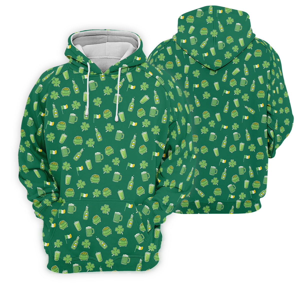 St Patrick's Day Beer Four Leaf Clovers Gold Pots Green Golf Shirt, Polo ShirtFor Men, Golf Shirts For Men