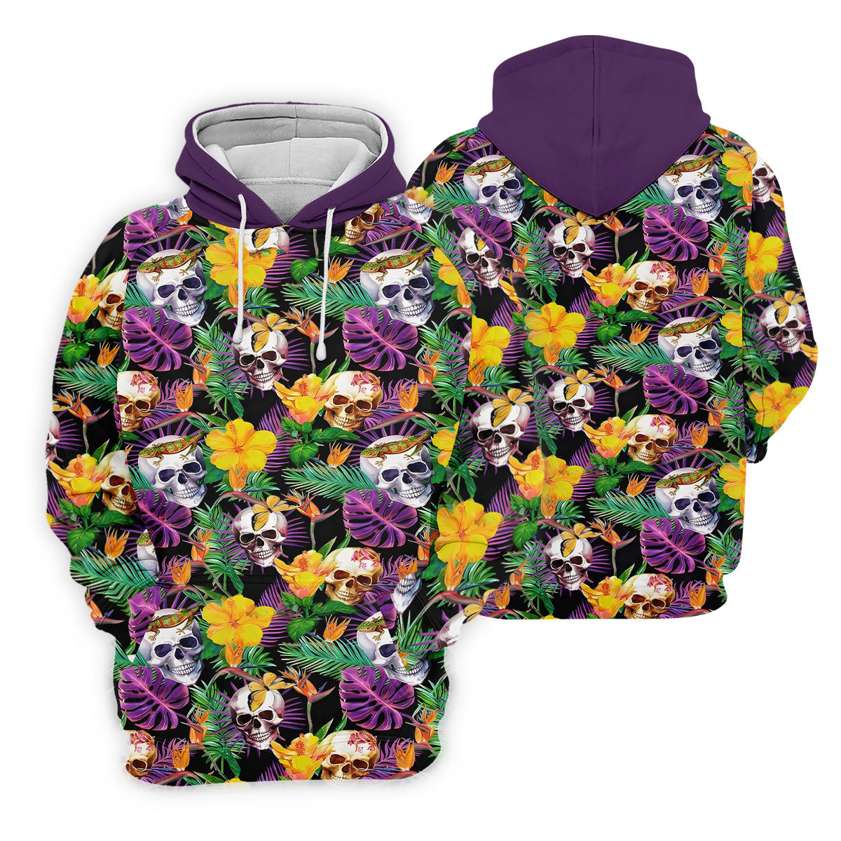 Tropical Sugar Skull Floral Golf Polo Shirt, Golf Tops For Women, Performance Golf Shirt