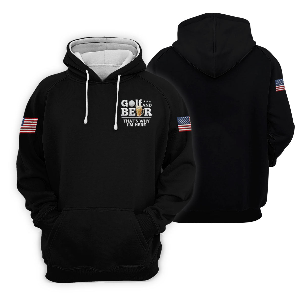 Golf And Beer That's Why I'm Here 250 Years US Flag Golf Shirt, Patriotic 4th Of July Golf Shirts For Men