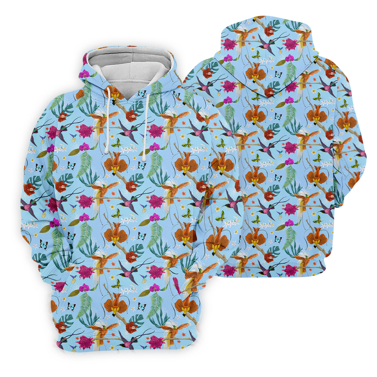 Hummingbird Paradise Golf Shirt, Tropical Flower Garden Pattern, Golf Shirt For Men