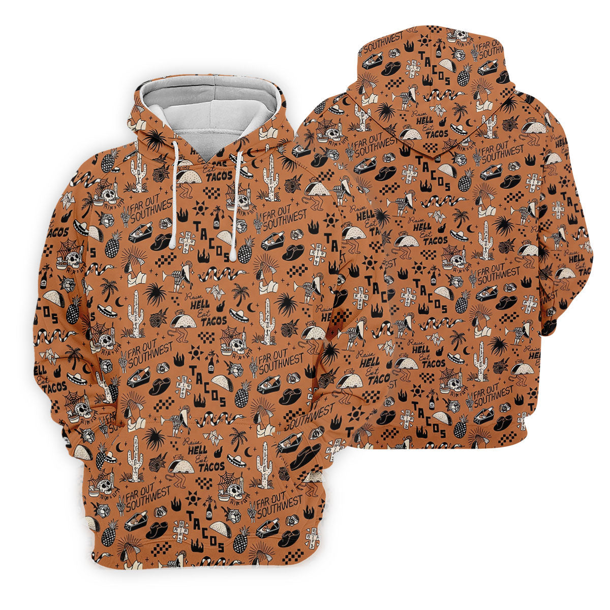 Southwest Desert Taco Skull Pattern Hawaiian Golf Shirt, Golf Shirts For Men, Mens Polo Shirts