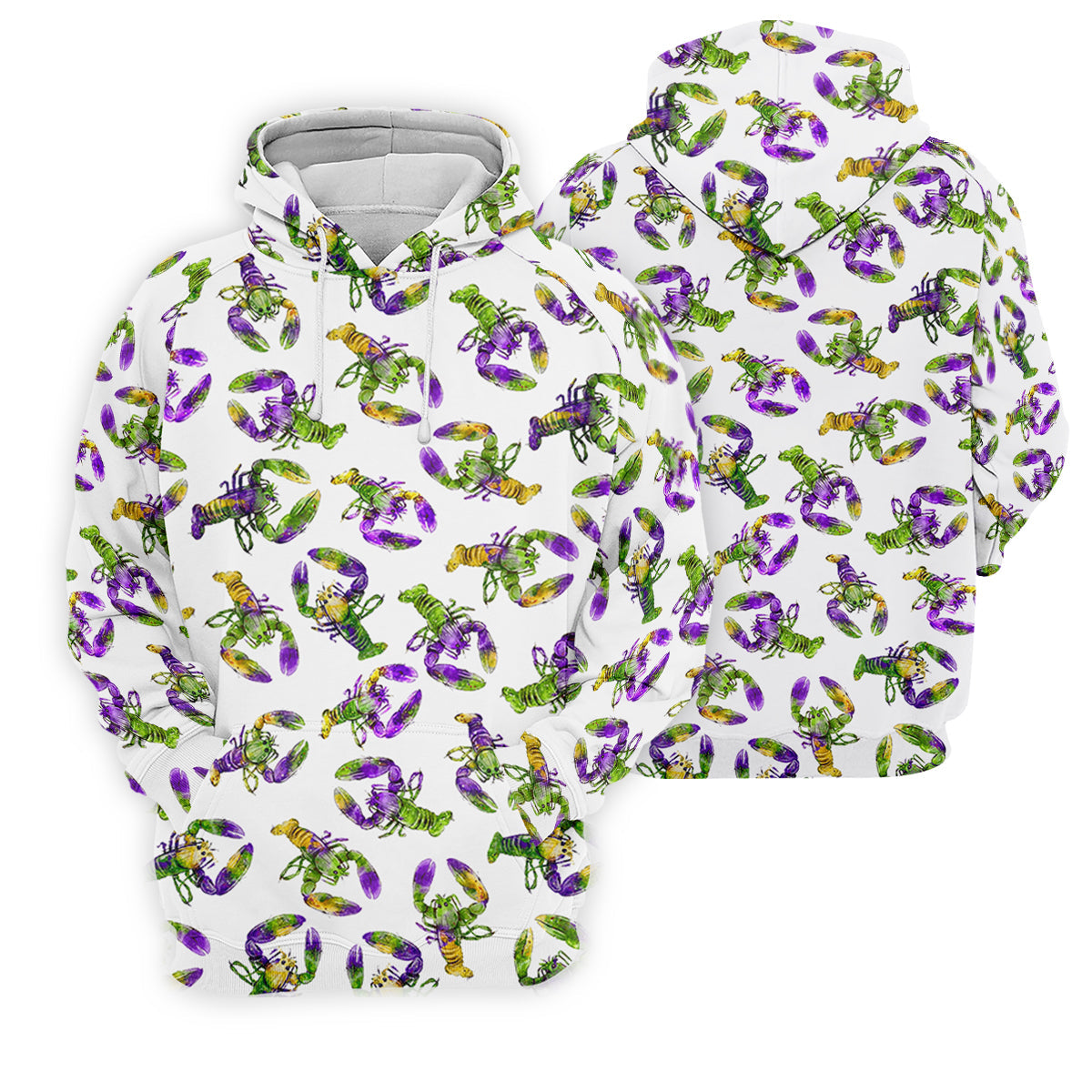 Purple Green Gold Crawfish Pattern Mardi Gras Golf Shirt, Polo ShirtFor Men, Golf Shirts For Men