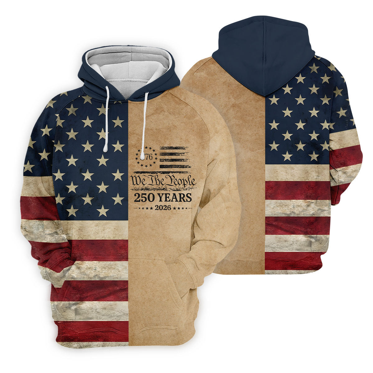 We The People 250 Years US Flag Pattern Patriotic Golf Shirt, 4th Of July Golf Shirt For Women
