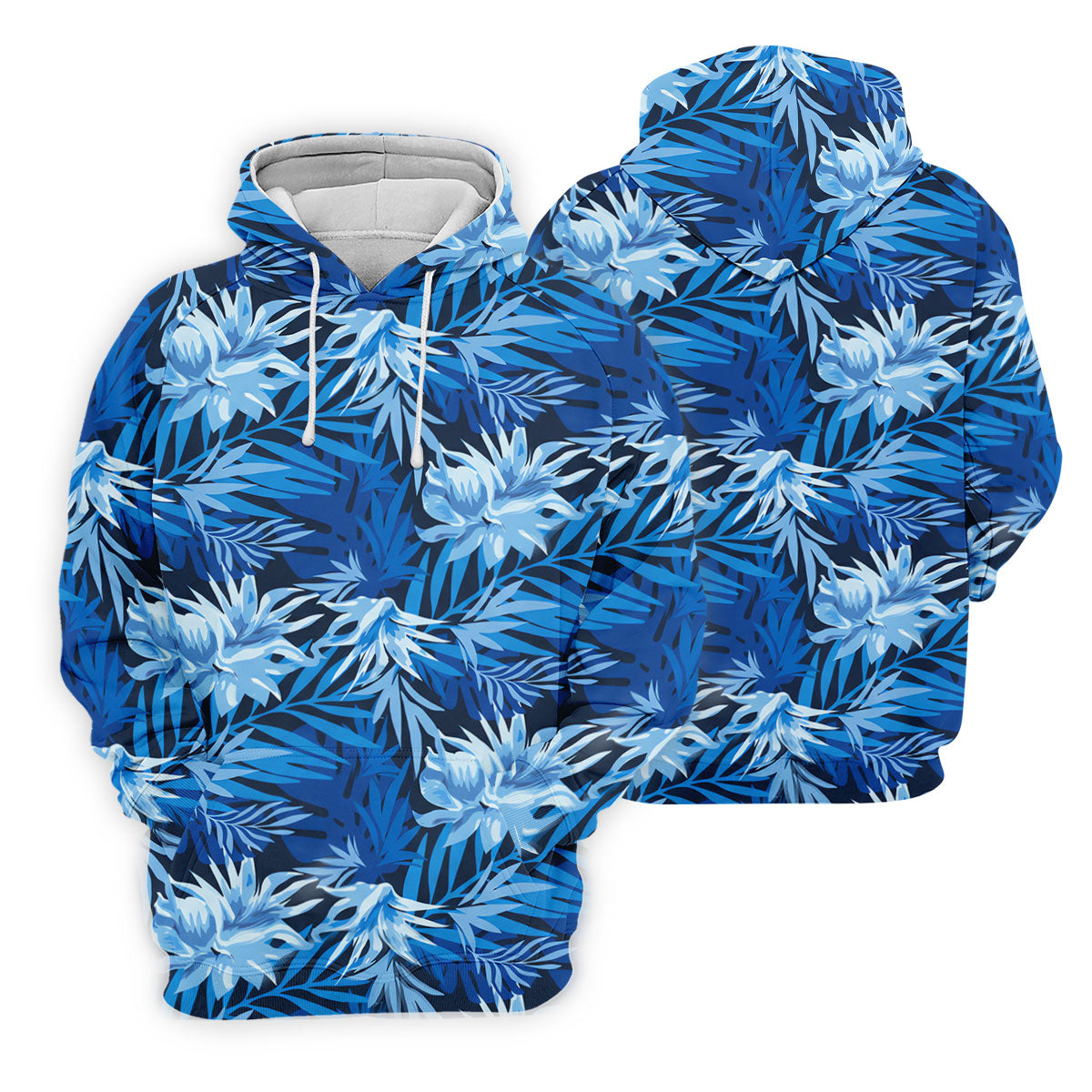 Blue Tropical Hibiscus Floral Golf Shirt, Mens Polo Shirts, Golf Apparel For Men