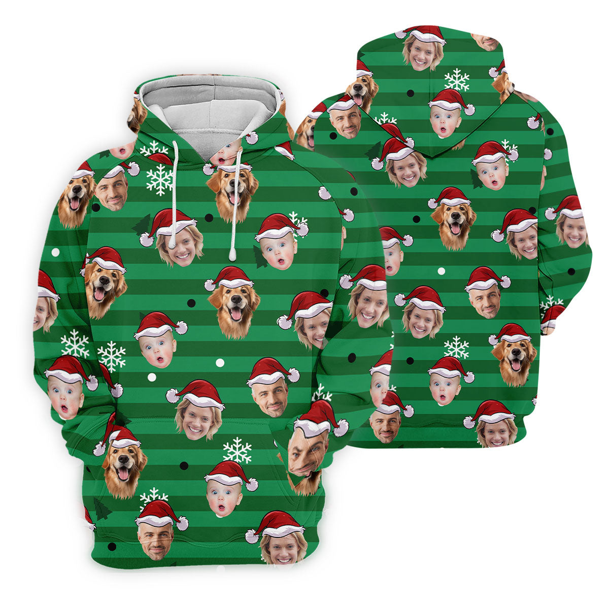 Custom Face Green Stripe Christmas Golf Shirt, Women's Golf Tops, Ladies Golf Shirts, Christmas Golf Gift
