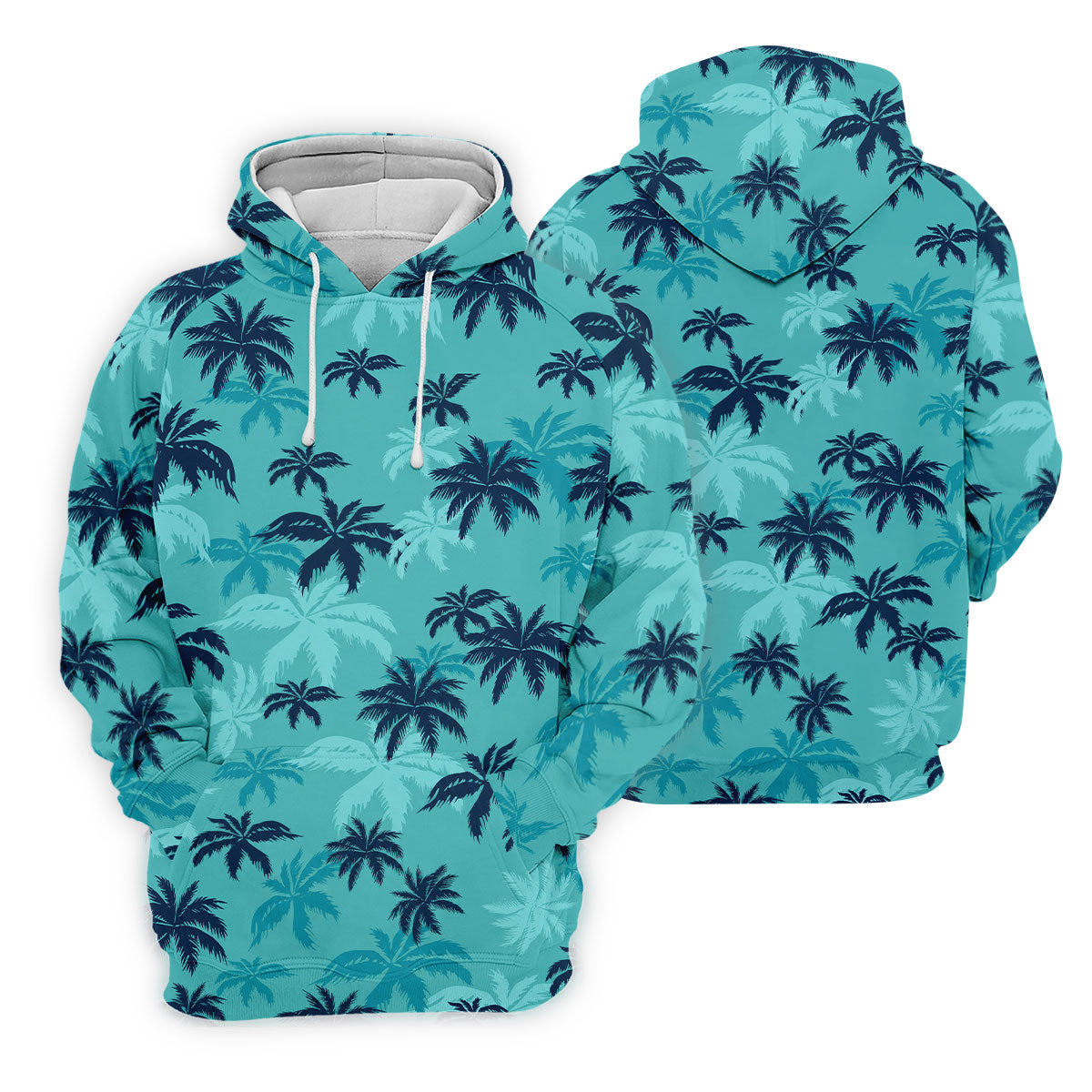 Turquoise Palm Tree Tropical Golf Shirt, Men's Polo Shirt, Hawaiian Golf Shirt, Performance Golf Shirt