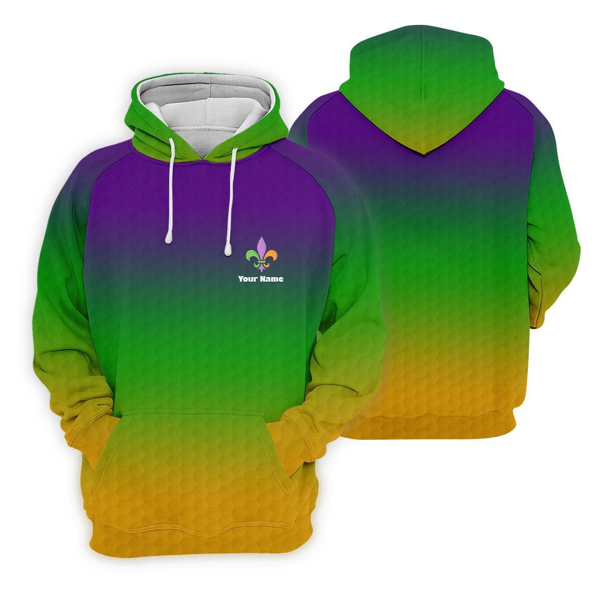 Mardi Gras Purple Gold Green Blended Color Golf Ball Pattern Golf Tops For Men, Polo ShirtFor Men
