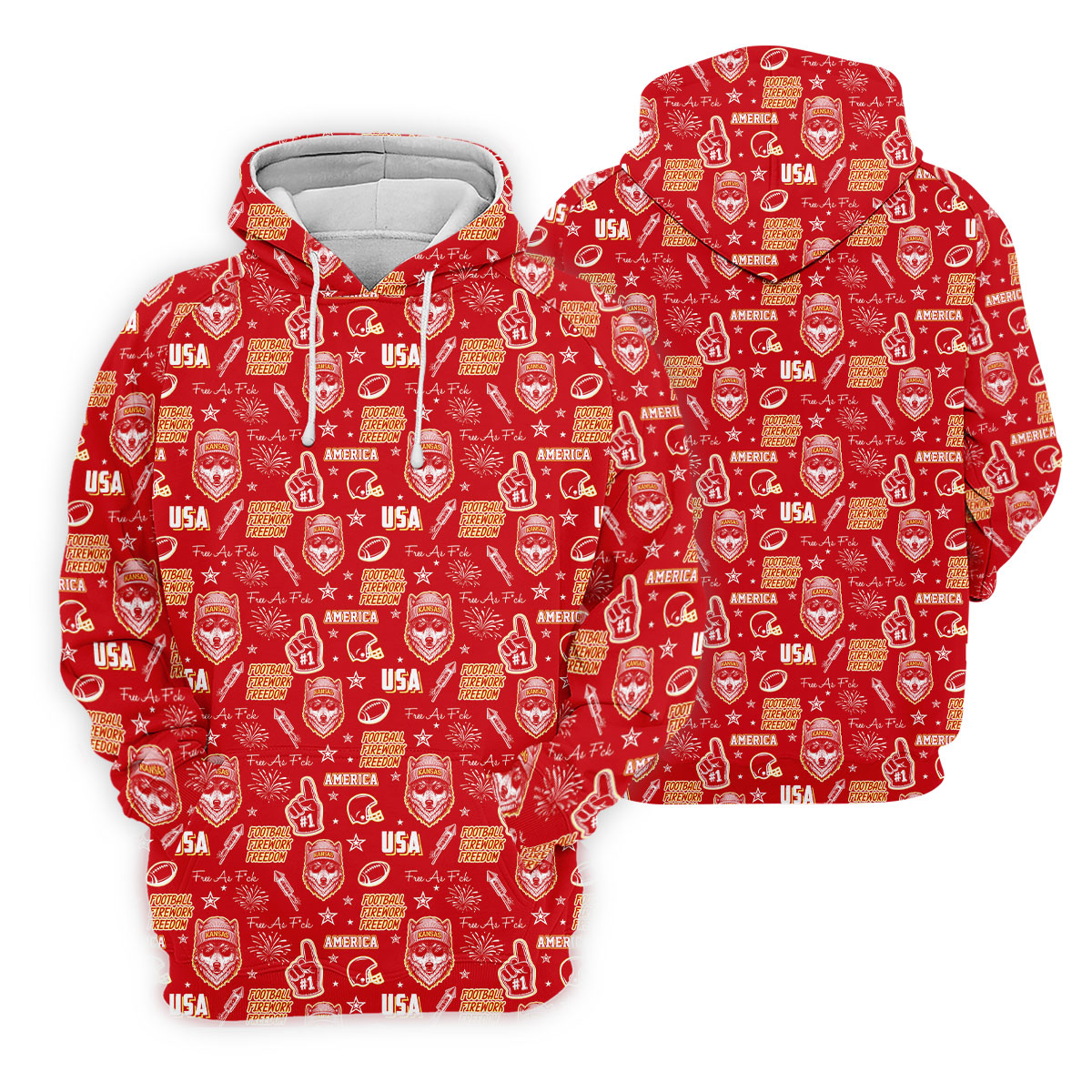 Cool Wolf Beanie And Glasses Red And Yellow Sport Polo, American Football League Gift Ideas For Football Fans