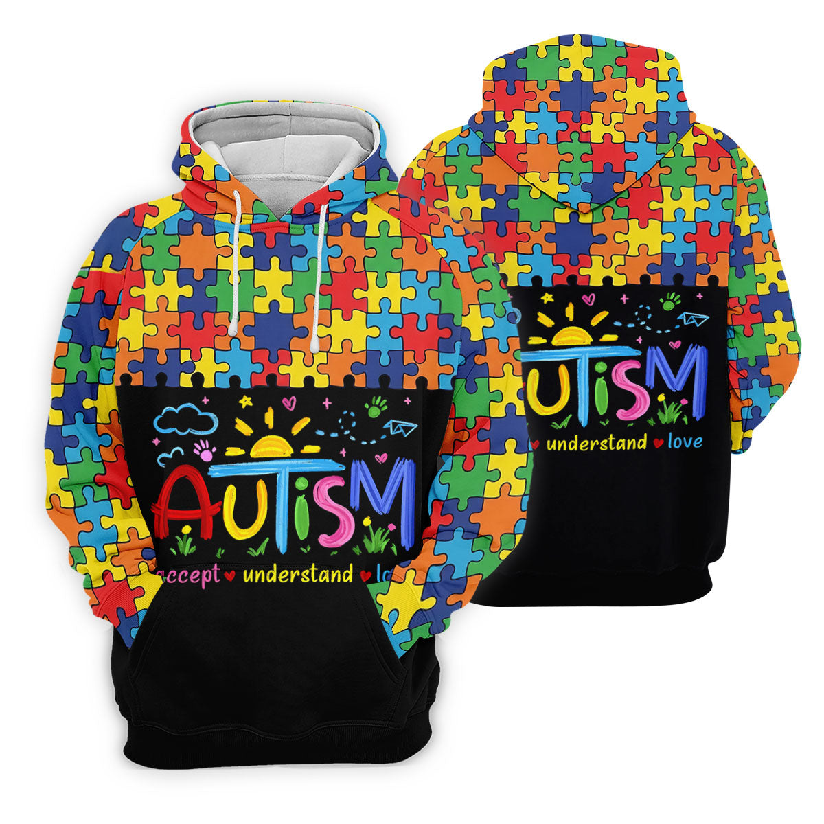 Awareness Accept Understand Love Colorful Puzzle Golf Shirt, Ladies Golf Shirts, Ladies Golf Polos