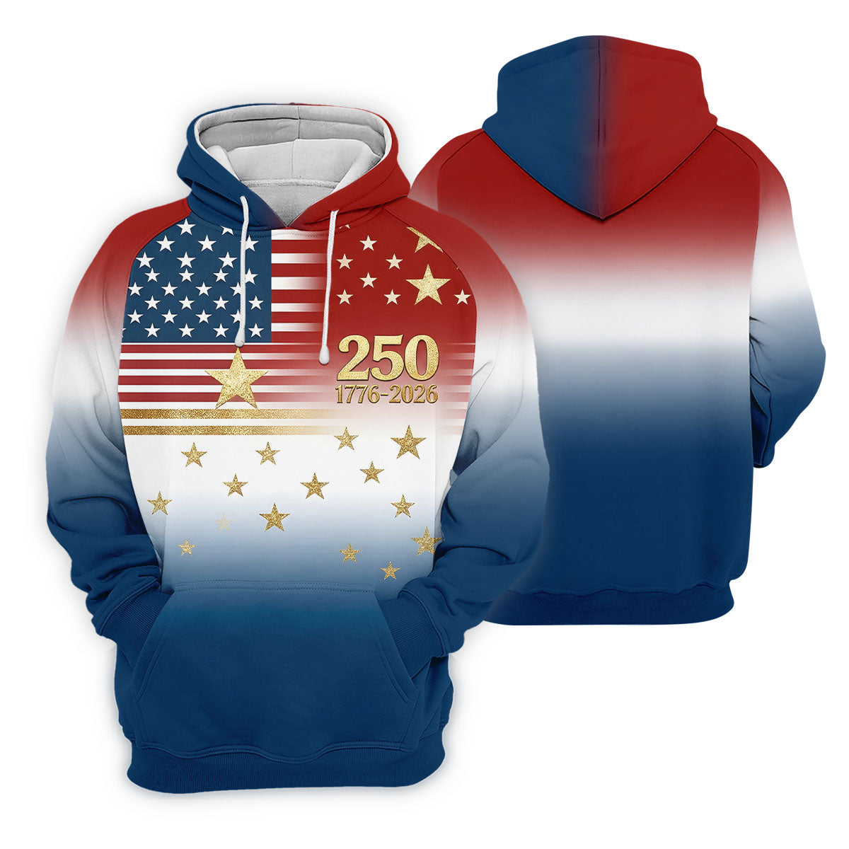 250 Years 1776-2026 Golden Star Golf Shirt For Women, Patriotic 4th Of July Ladies Golf Shirts
