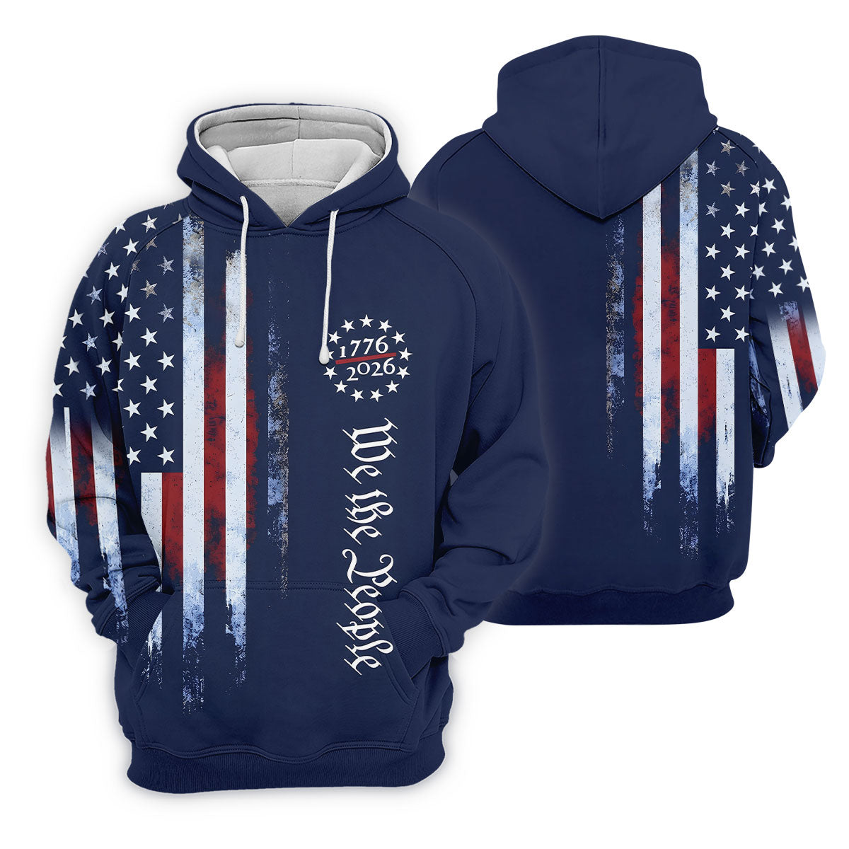 We The People 250 Years Navy Vintage Golf Shirt, Patriotic 4th Of July Golf Shirts For Men