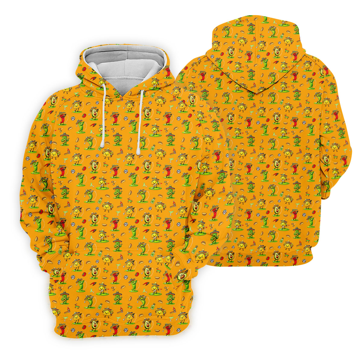 Mexican Cartoon Food Characters Cinco De Mayo Celebration Fiesta Themed Orange Golf Shirt For Women