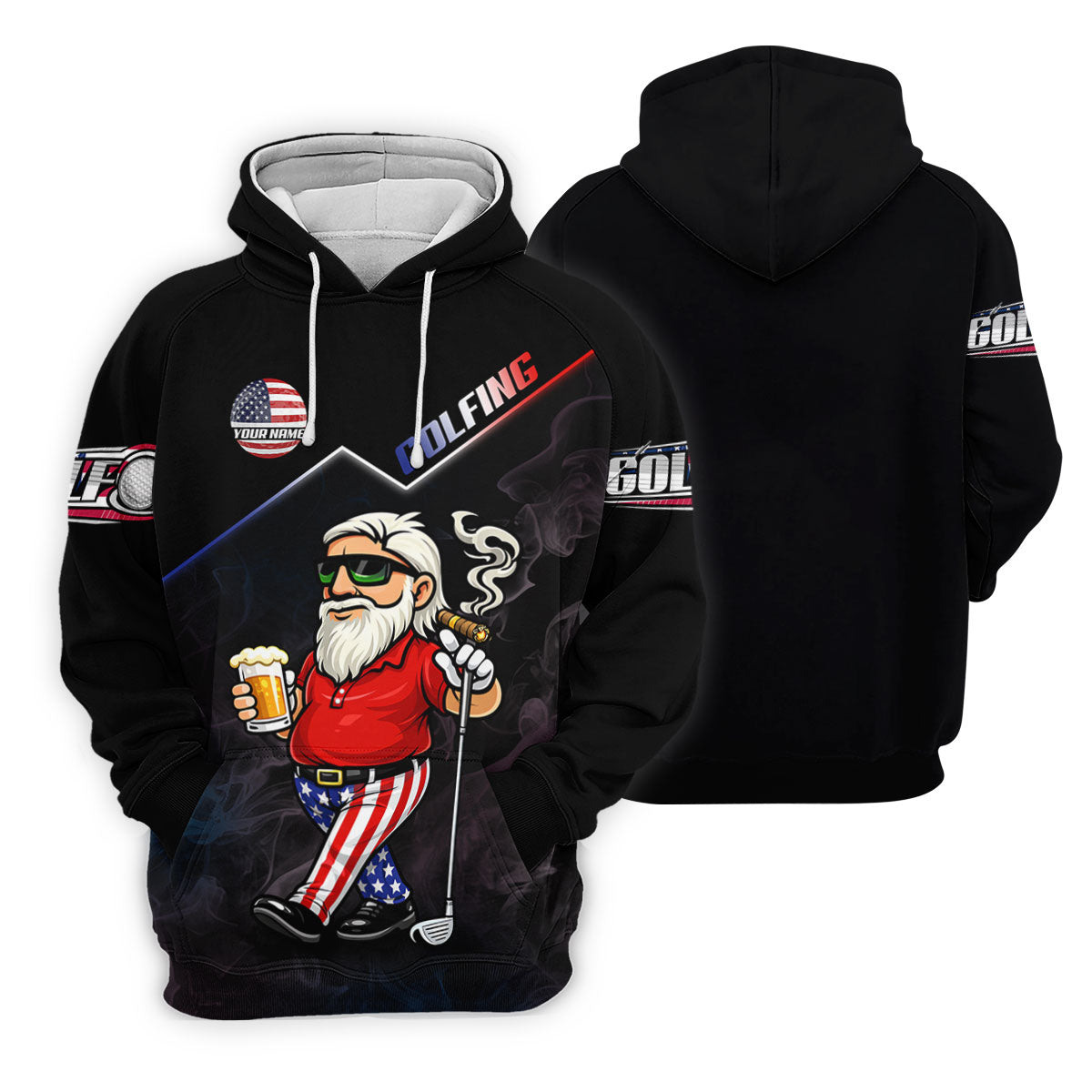 Patriotic Man Golf And Beer Custom Name Funny 4th Of July Golf Shirt, 250th Anniversary Golf Shirts For Men