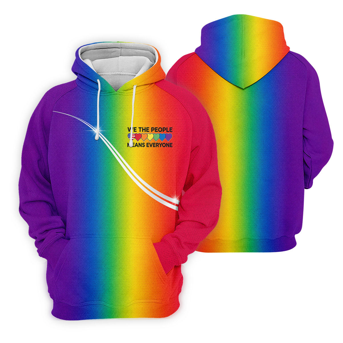 We The People Means Everyone LGBT Rainbow Gradient Golf Tops For Men, Pride Month Golf Shirts For Men