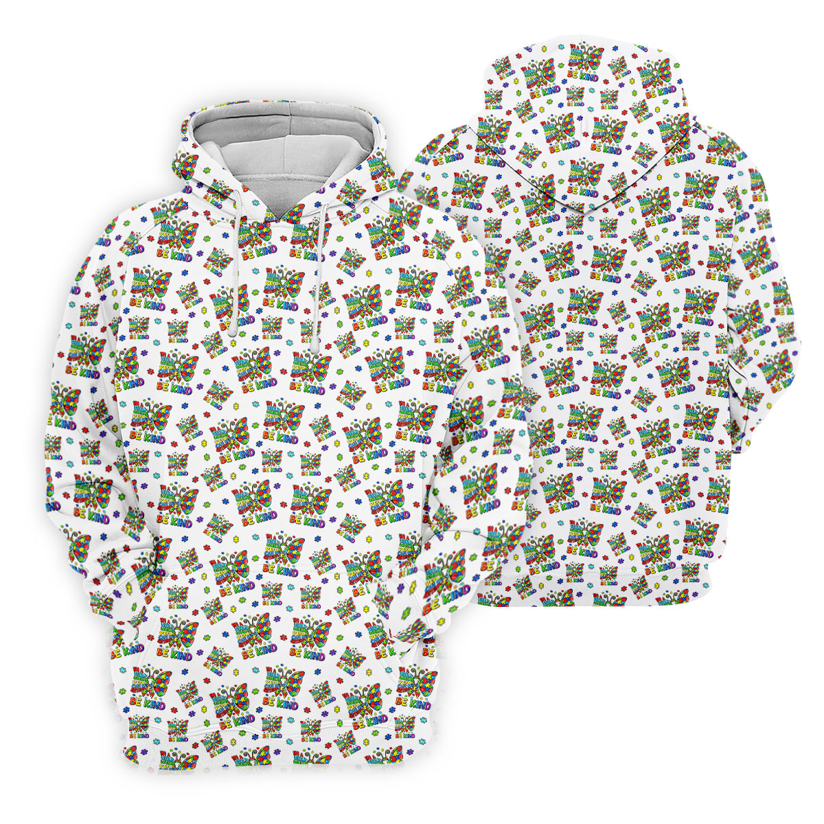 In A World Where You Can Be Anything Be Kind Rainbow Butterfly Autism Awareness White Golf Shirt, Golf Shirts For Men