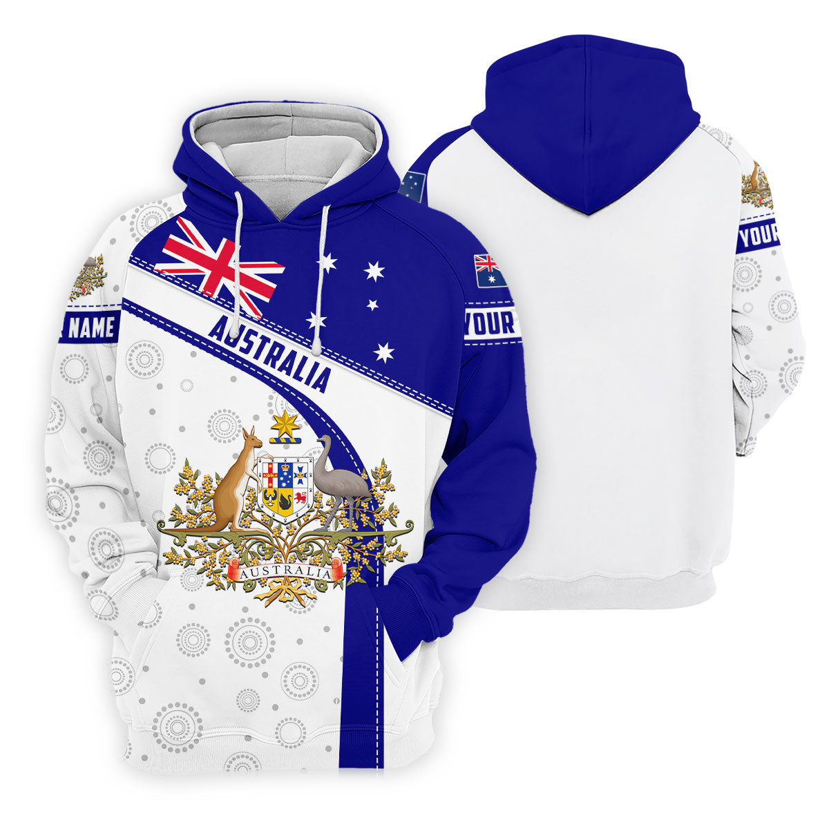 Australian Coat Of Arms Golf Tops For Men, Australia Flag Print Polo Shirt Men