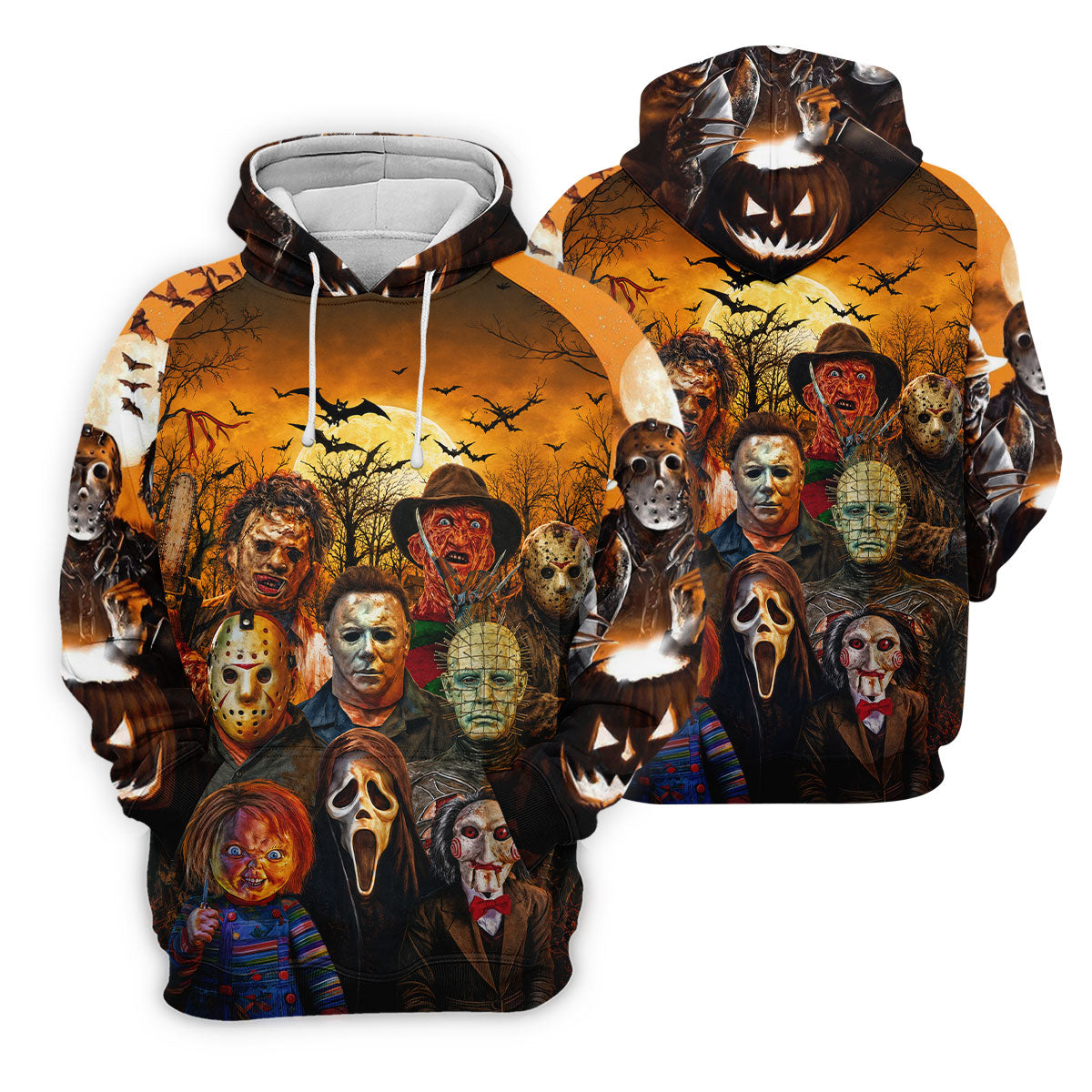 Halloween Horror Character Hawaiian Golf Shirt, Mens Golf Shirts, Golf Apparel For Men