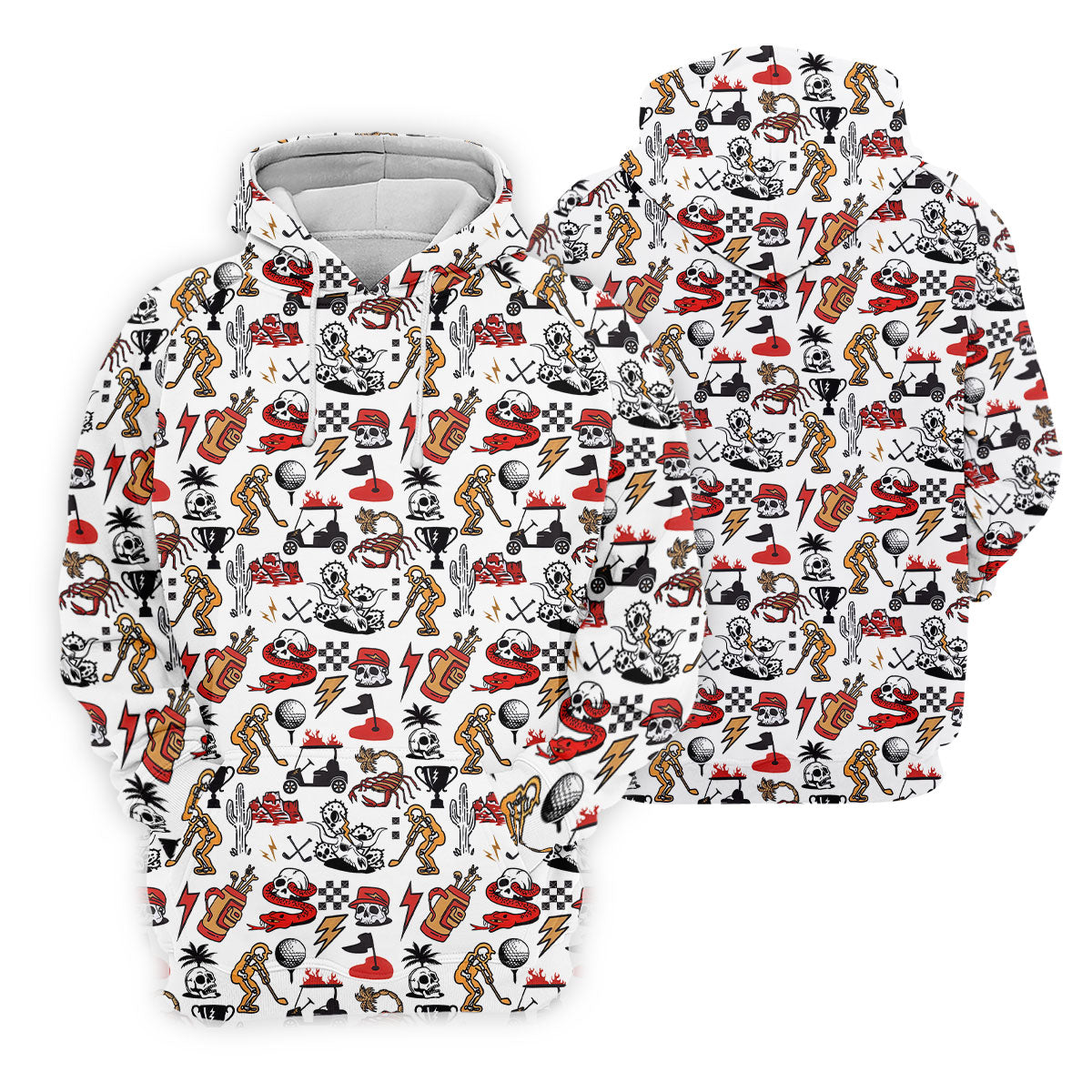Horror Pattern White Halloween Golf Tops For Men, Fun Golf Shirts For Men, Halloween Gift Idea