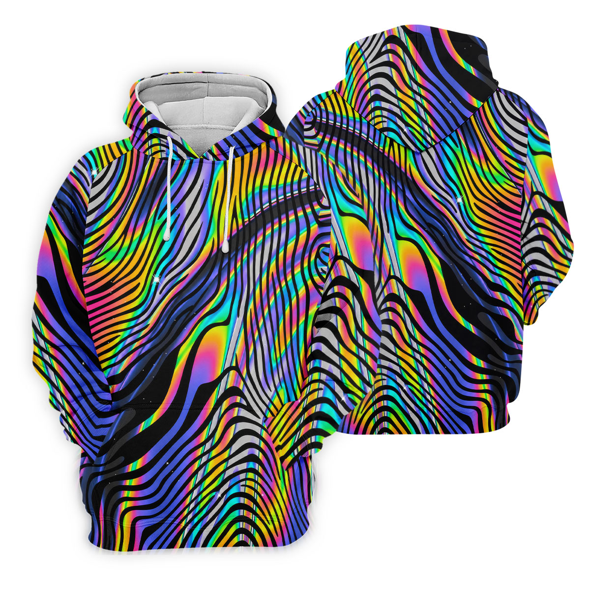 Rainbow Neon LGBT Support Zebra Pattern Golf Tops For Men, Pride Month Golf Shirts For Men