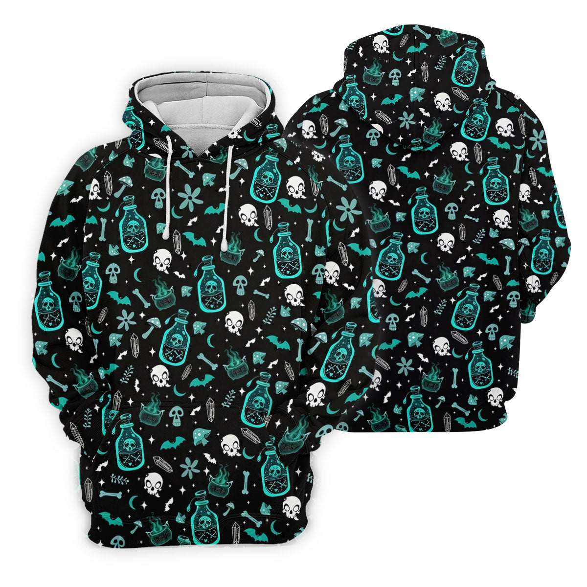 Skull Potion Halloween Pattern Polo Shirt, Golf Tops For Women, Womens Golf Apparel