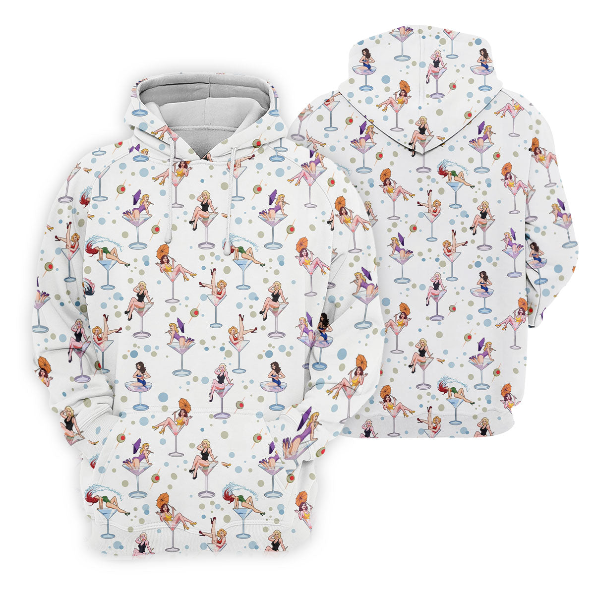 Retro Pin Up Martini Cocktail Hawaiian Golf Shirt, Golf Shirts For Men, Hawaiian Golf Shirt