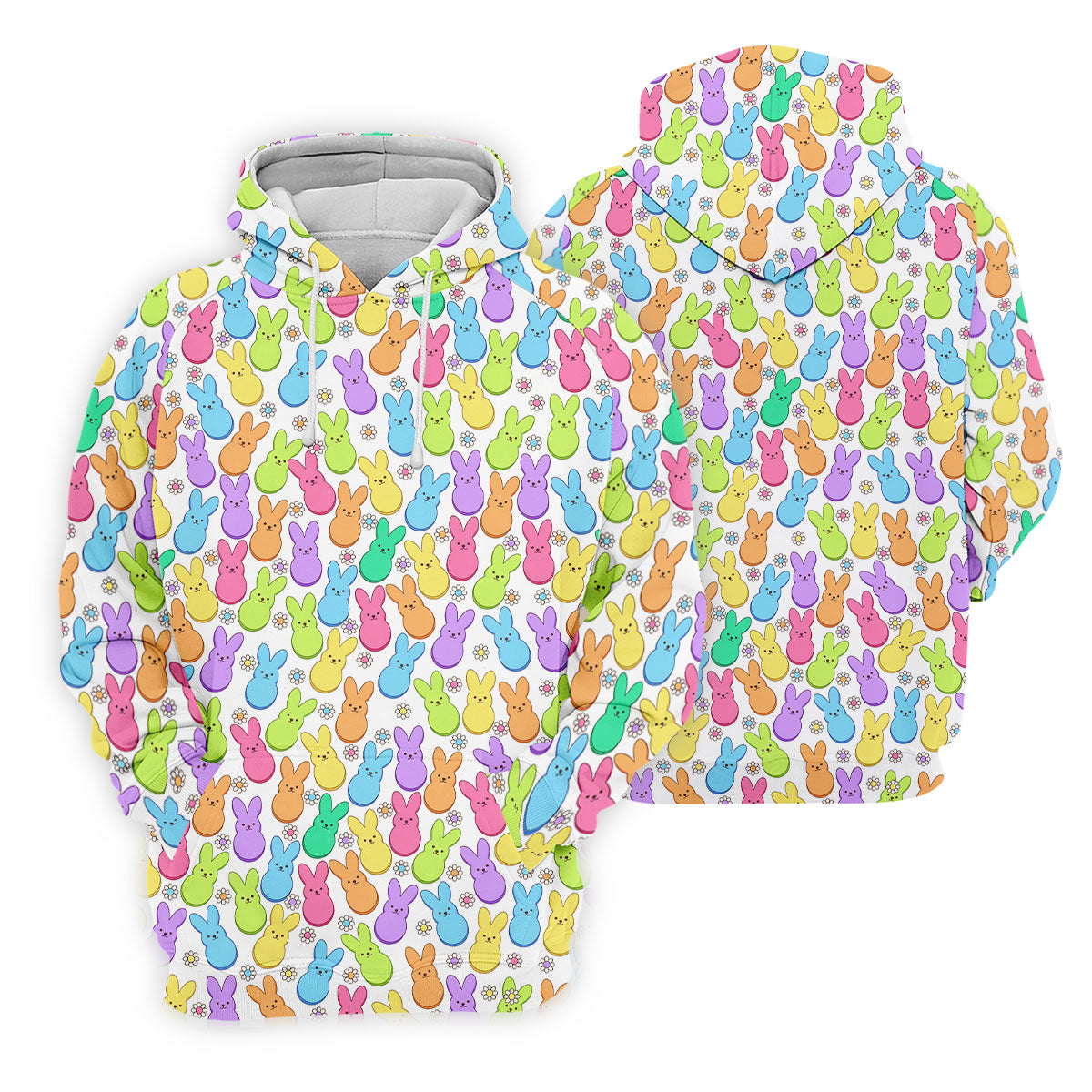 Pastel Easter Peeps Daisy Pattern Golf Shirts For Men, Cute Golf Outfit, Polo Shirt Men
