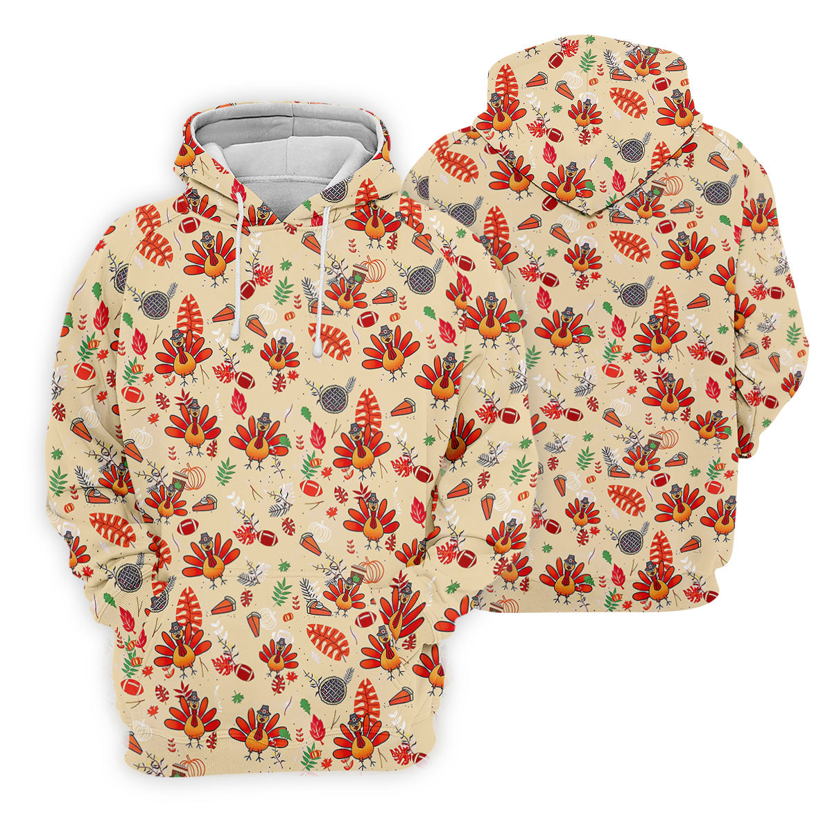 Funny Turkey Hawaiian Pattern Thanksgiving Golf Tops For Men, Fun Golf Shirts For Men, Polo ShirtFor Men
