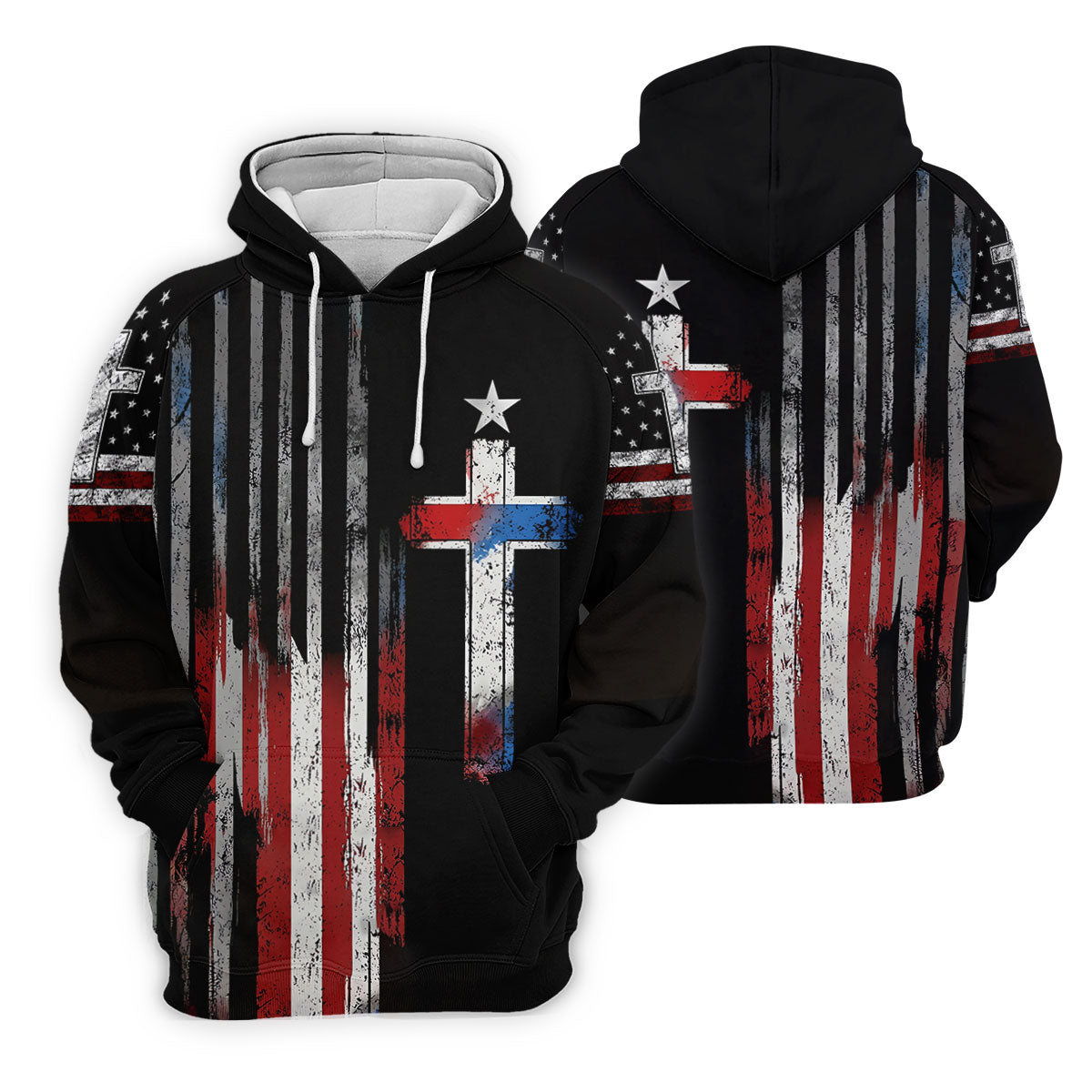Faith Cross US Flag Golf Shirt, 250 Years Retro Golf Shirt, Patriotic 4th Of July Polo Shirt Men