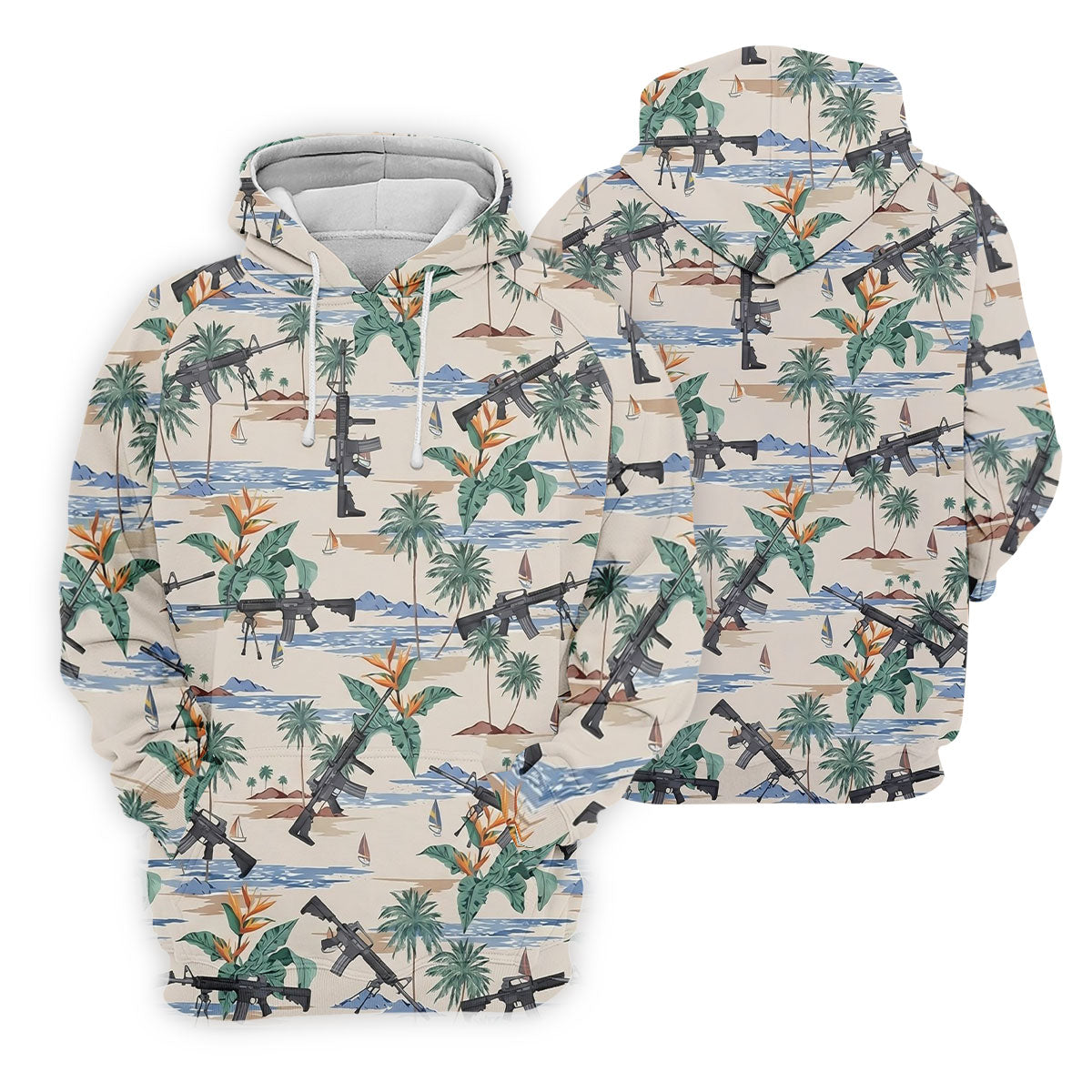 Hawaiian Palm Tree With Army Theme Golf Shirts For Men, Polo ShirtFor Men, Golfing Apparel