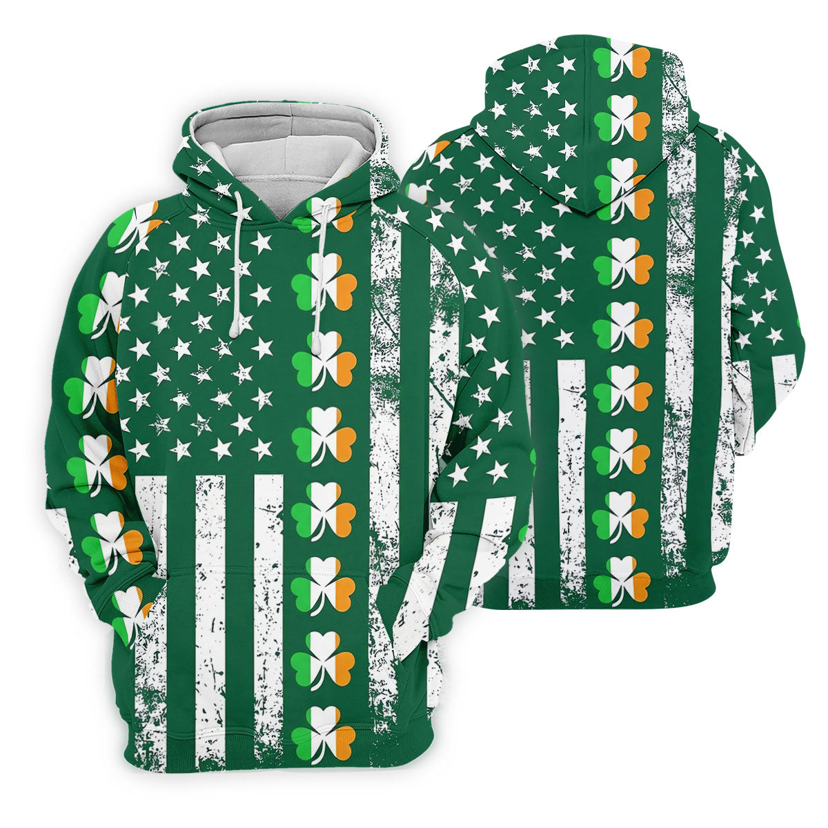 Irish Shamrock Vertical Stripes St Patrick's Day Golf Shirt, Polo ShirtFor Men, Golf Shirts For Men