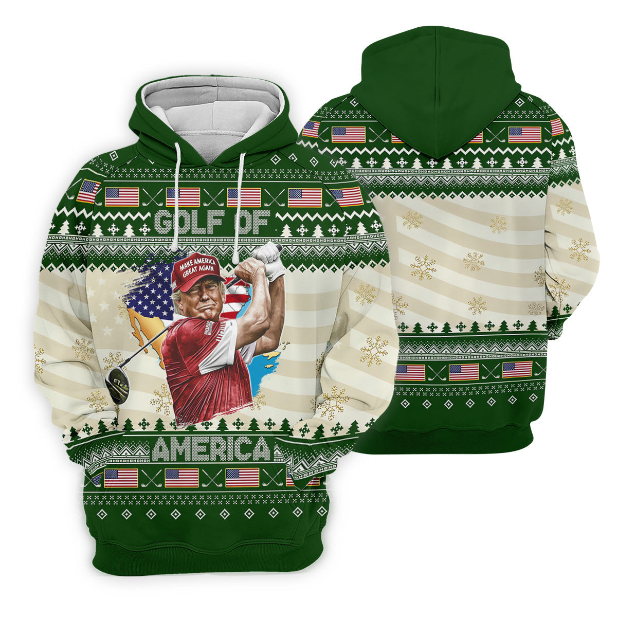 Trump Golf Of America Christmas Golf Shirt Men's Funny Golf Polo Shirtque Gift For Golfer, Christmas Golf Gift