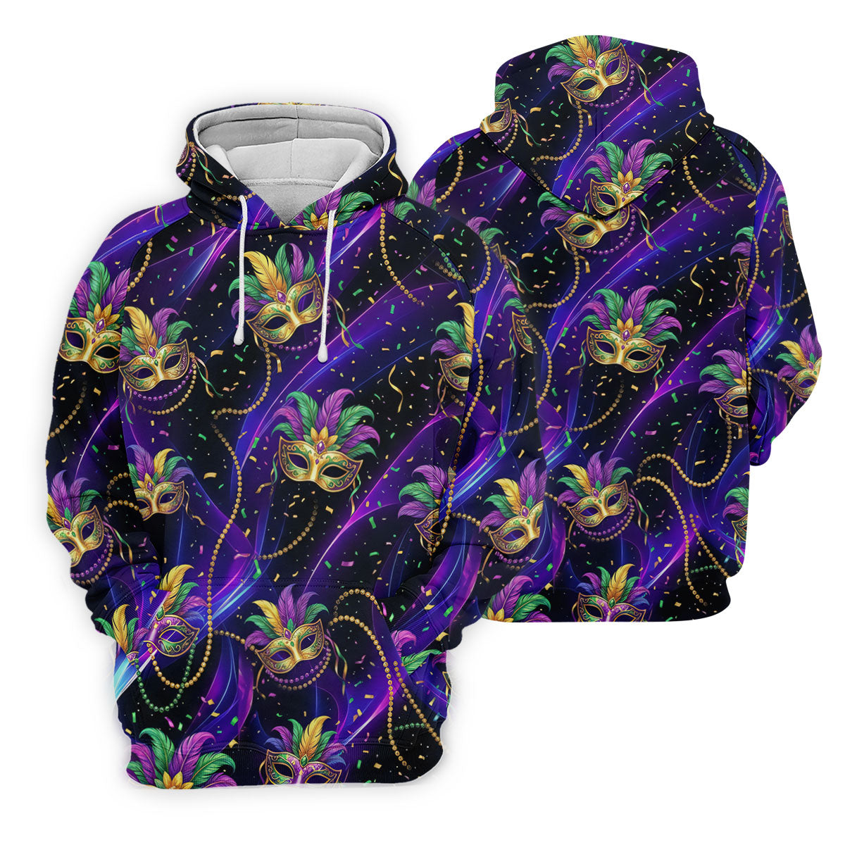 Mardi Gras Carnival Mask Neon Purple Black Golf Shirt, Women's Golf Tops, Ladies Golf Shirts