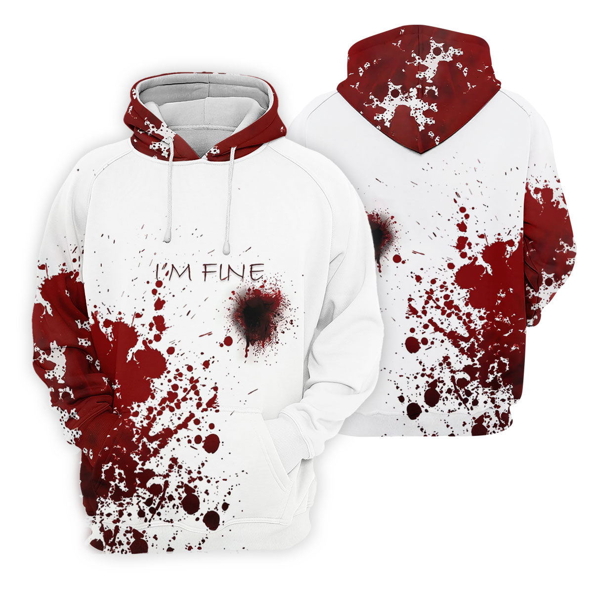 I'm Fine Bloody Splatter Horror Halloween Golf Polo Shirt, Ladies Golf Shirt, Printed Golf Shirt