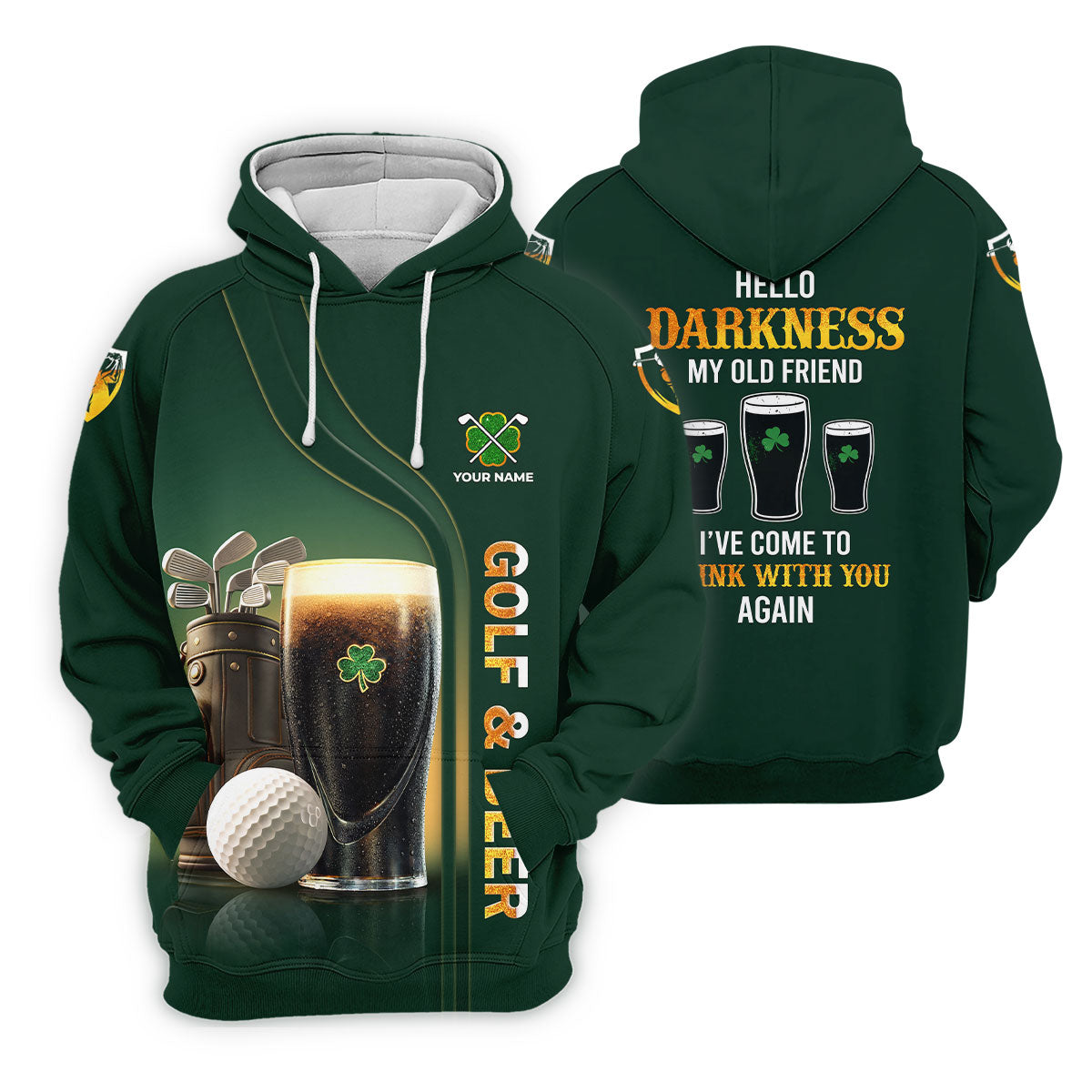 Hello Darkness My Old Friend Golf And Beer St Patrick's Day Green Women's Golf Tops, Ladies Golf Polos