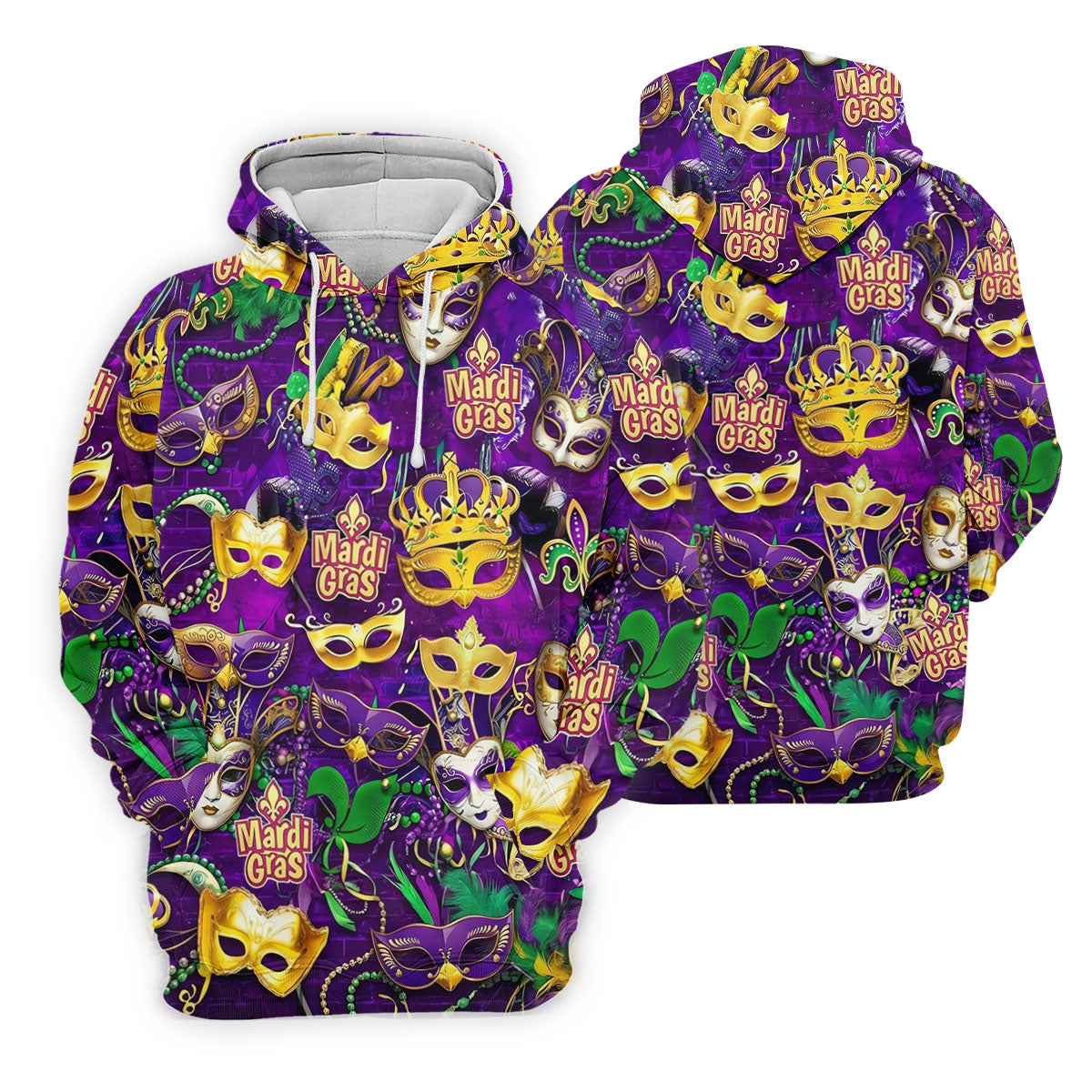 Purple Green Gold Festival Mask Mardi Gras Golf Shirt, Golf Tops For Men, Golf Shirts For Men
