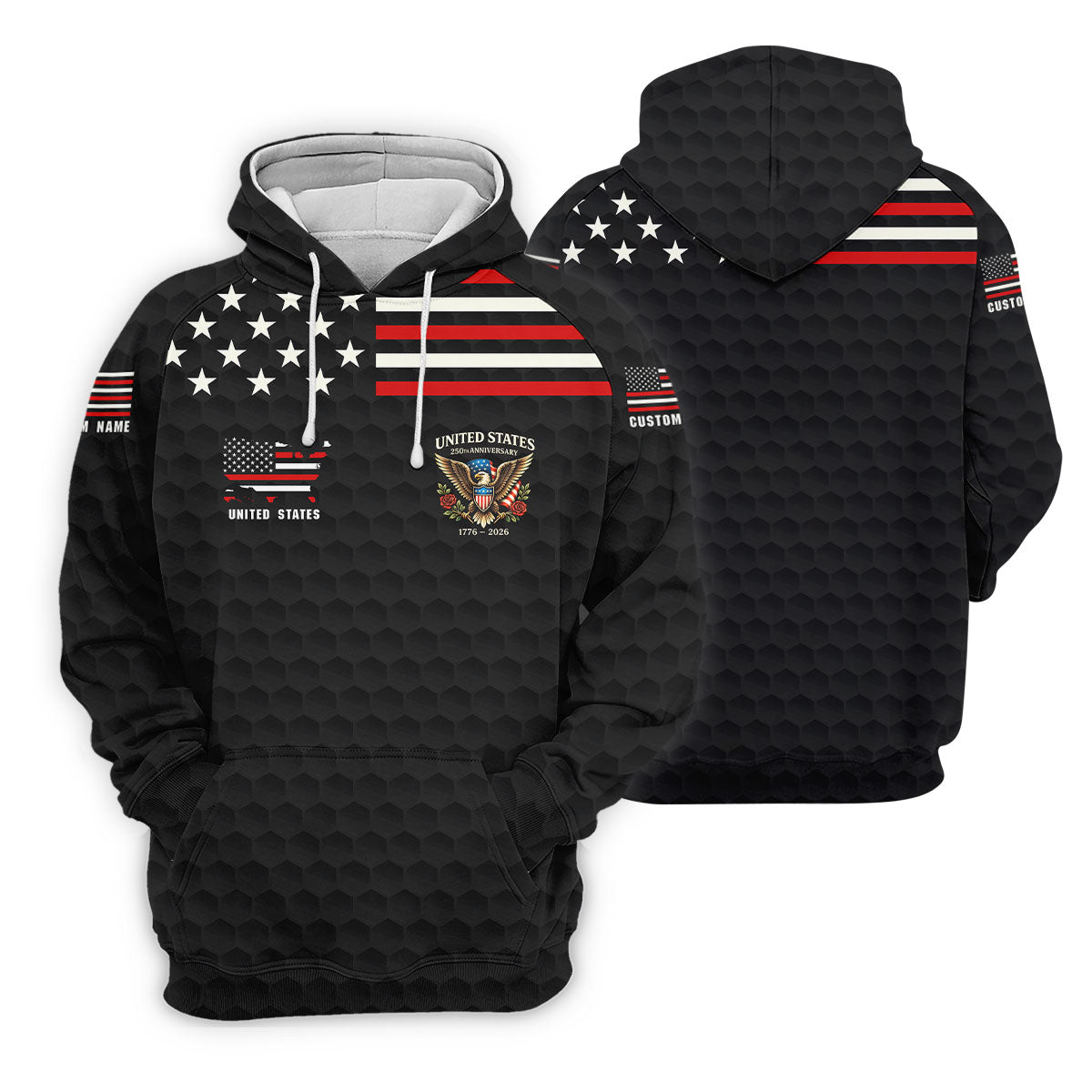 250th Anniversary Bald Eagle And Roses Black Golf Shirt, Patriotic 4th Of July Golf Shirts For Men