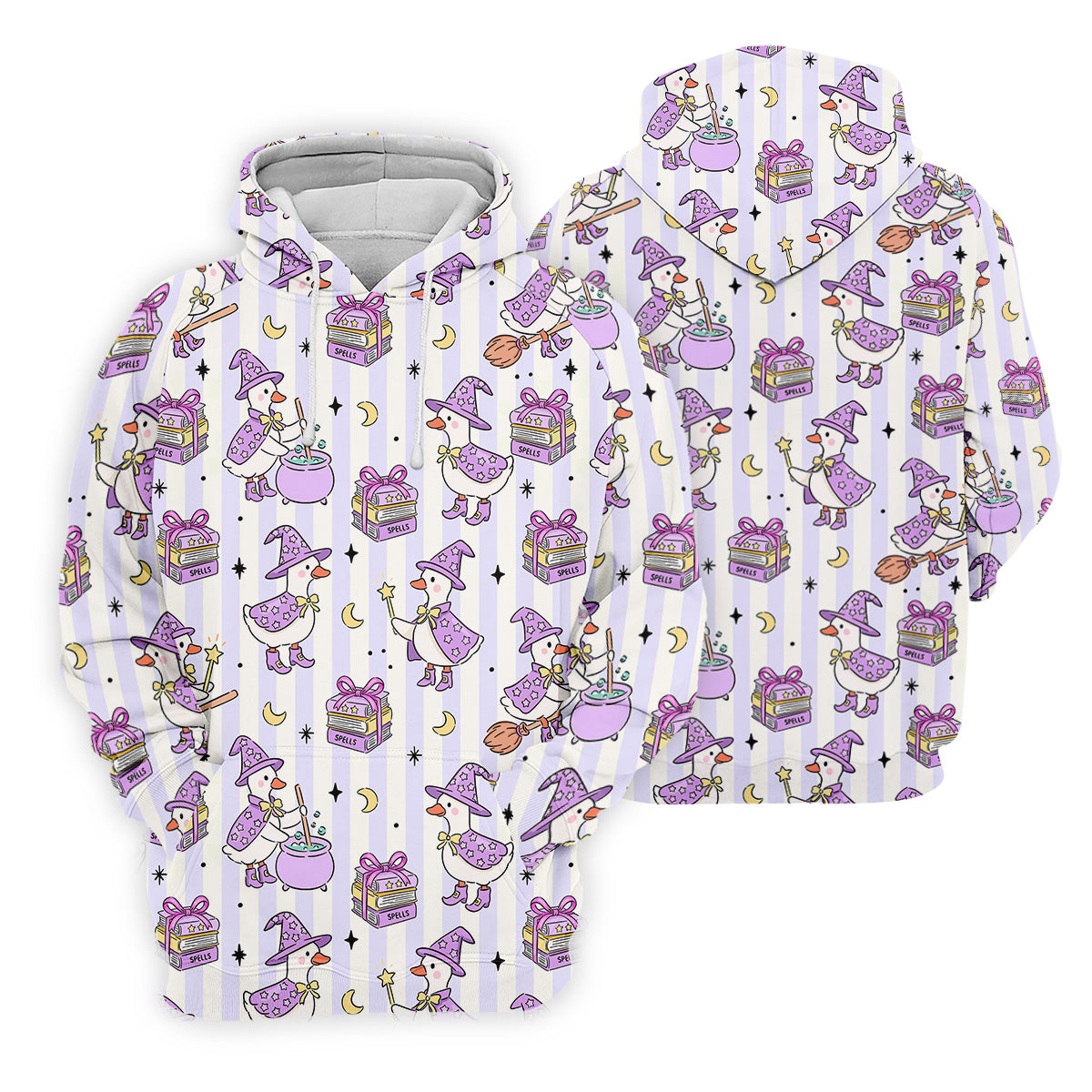 Halloween Witch Goose Purple Pastel Fun Golf Shirts For Men, Polo ShirtFor Men, Golfing Apparel