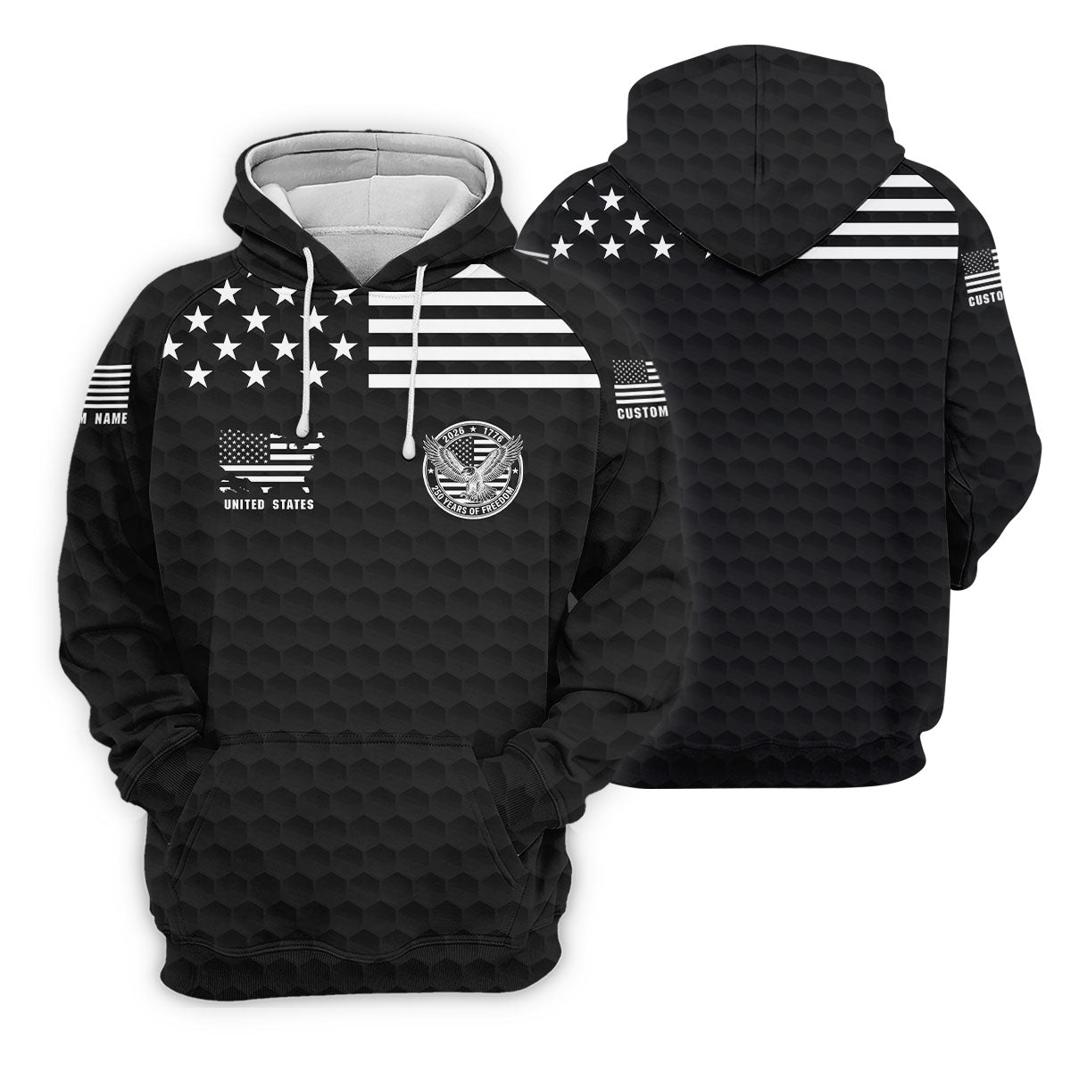 250 Years Of Freedom Golf Ball Pattern Black Golf Shirt, 4th Of July Patriotic Golf Shirt For Women