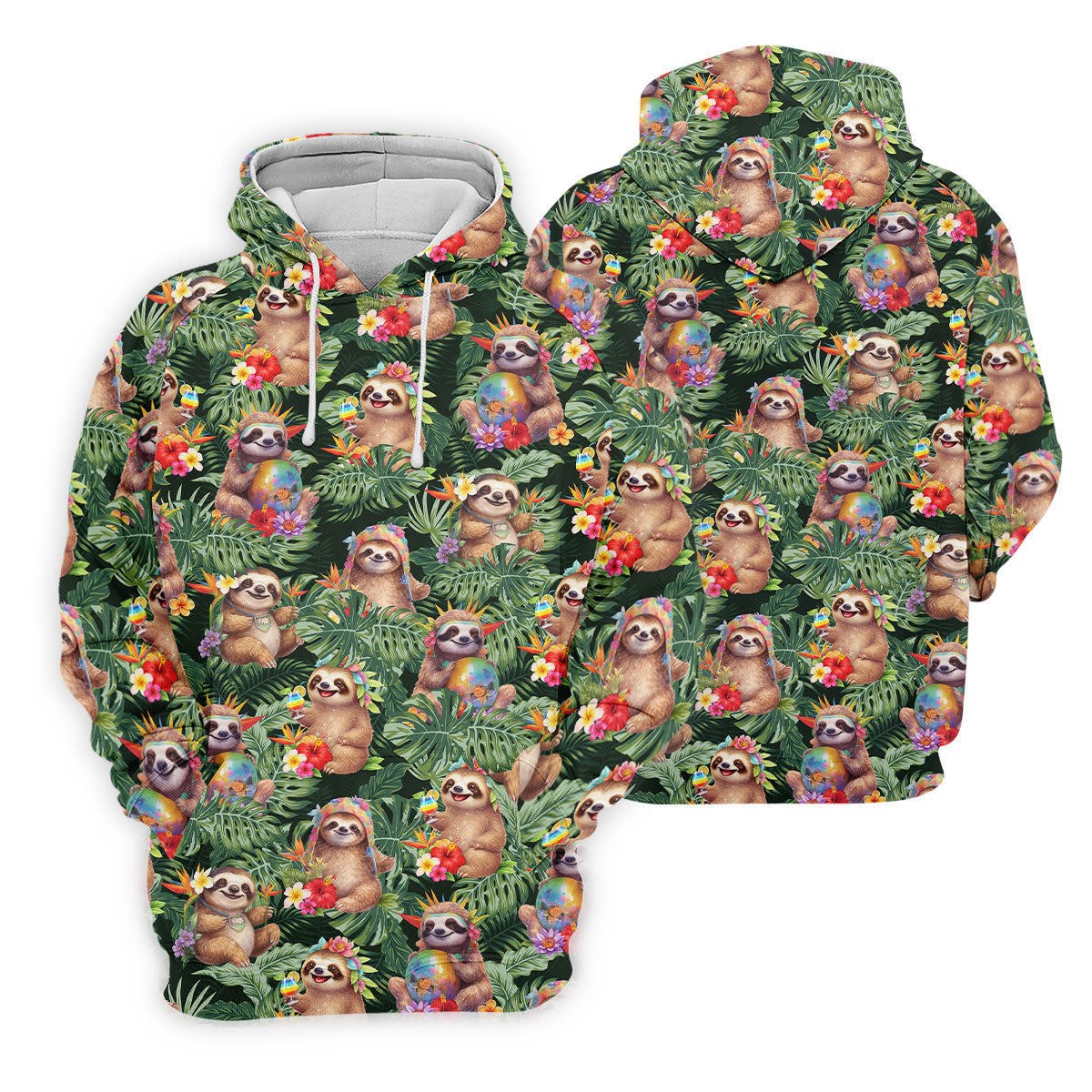 Funny Sloth Hawaiian Summer Ladies Golf Tops, Golf Shirt For Women, Ladies Golf Shirts