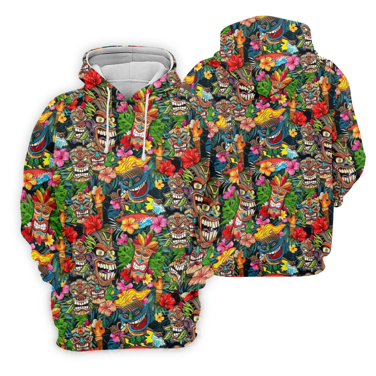 Hawaiian Tiki Tropical Floral Golf Shirts For Men, Polo ShirtFor Men, Golfing Apparel