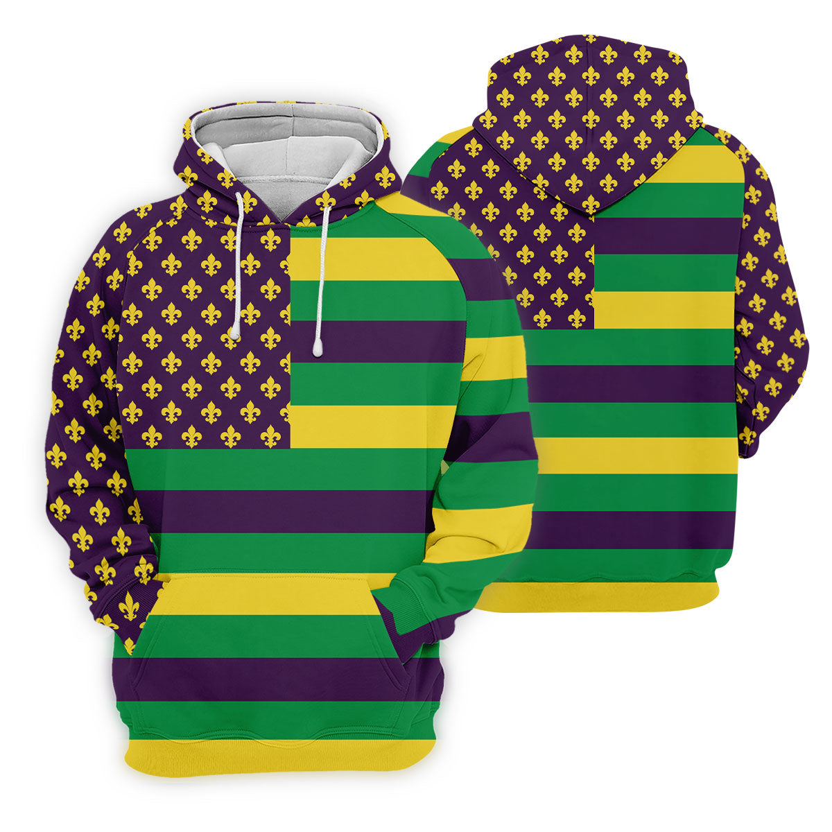 Mardi Gras Flags Fleur De Lis Purple Green Gold Golf Tops For Men, Polo ShirtFor Men, Golf Shirts For Men