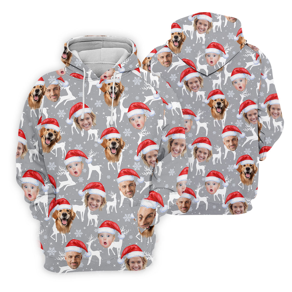 Custom Face Snow Reindeer Grey Golf Shirt, Christmas Golf Shirt, Ladies Golf Shirts, Golf Gifts For Women
