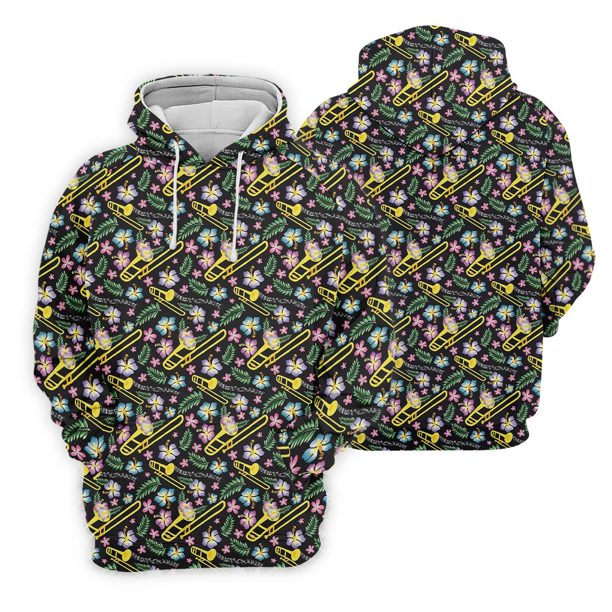 Trombones Floral Tropical Vibe Golf Shirt For Women, Ladies Golf Shirts, Women's Polo Shirt