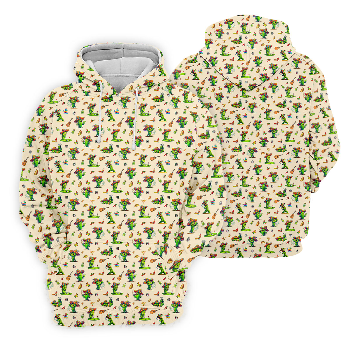 Cartoon Mustach Funny Cactus Cinco De Mayo Celebration Fiesta Themed Beige Golf Shirt For Women